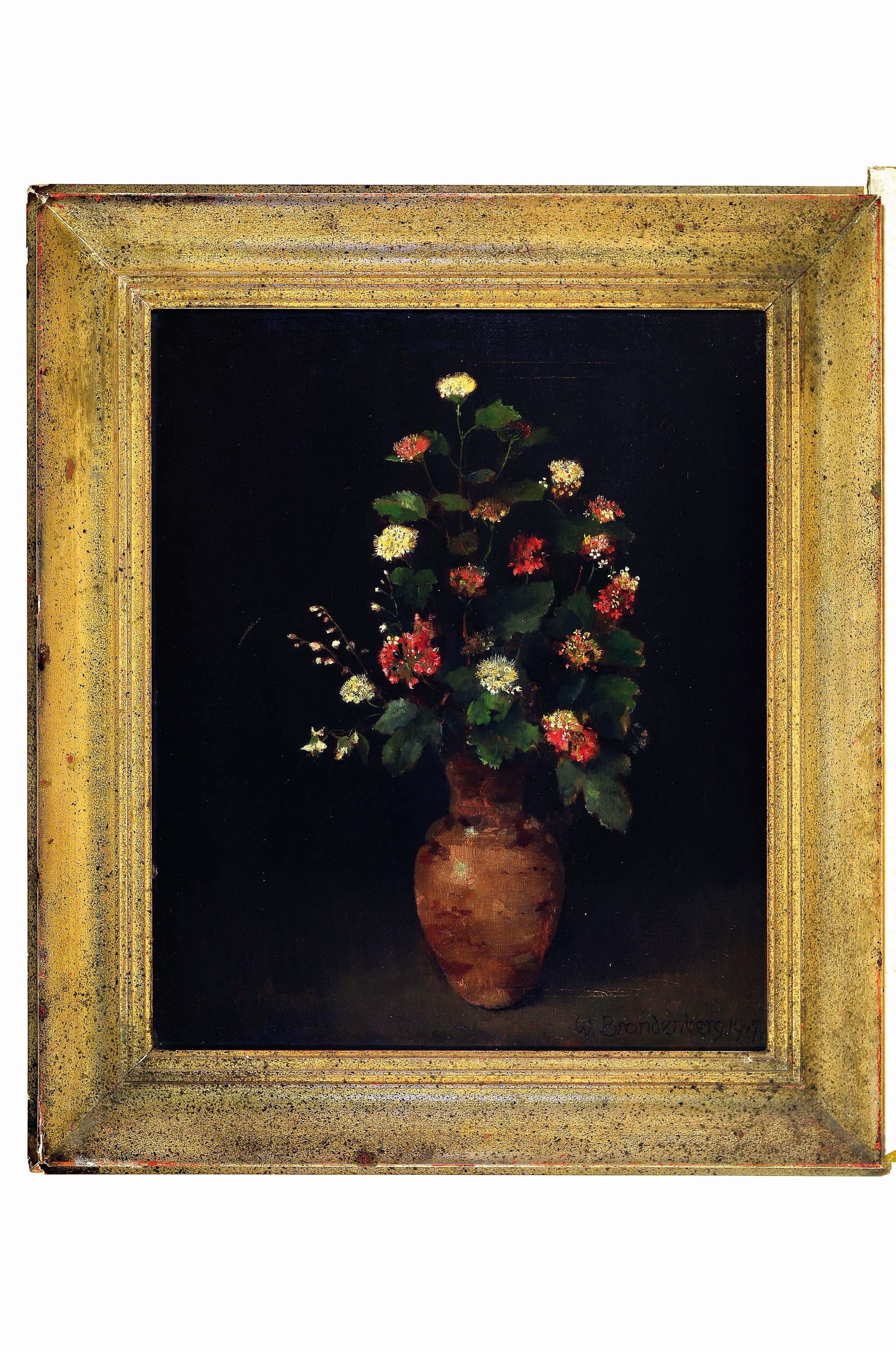 Detail k: Wilhelm Brandenberg, 1889 Essen-1975 Krefeld, Blumenstillleben, rechts unten signiert und datiert 1947, Öl/Lwd, 60x50 cm, Rahmen 79x69 cm; ...