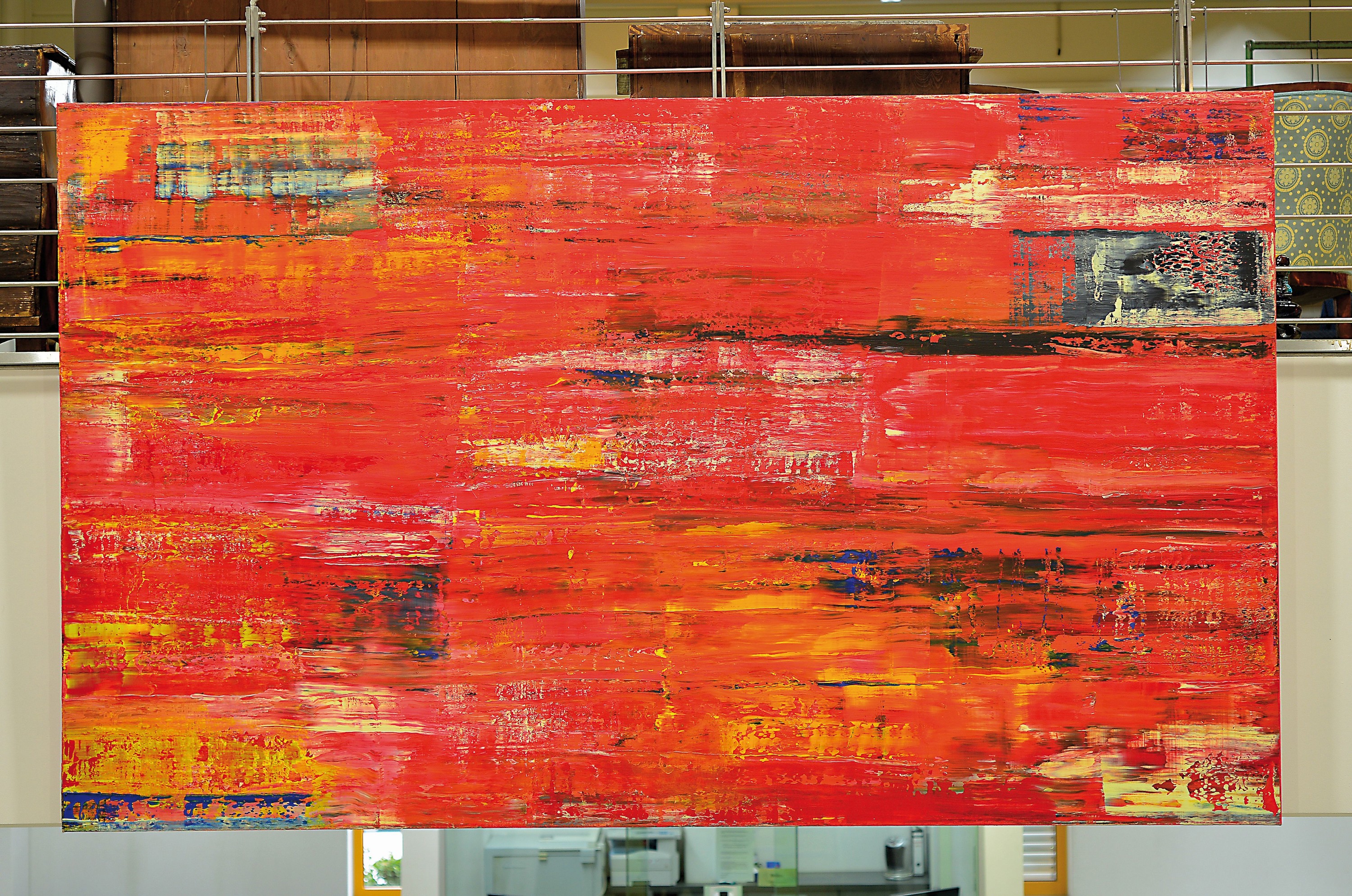 Detail k: Uwe Soltau, Ohne Titel, Komposition in Rot, Acryl auf Lwd, rückseitig signiert und dat. München 1912, ca. 180x300cm