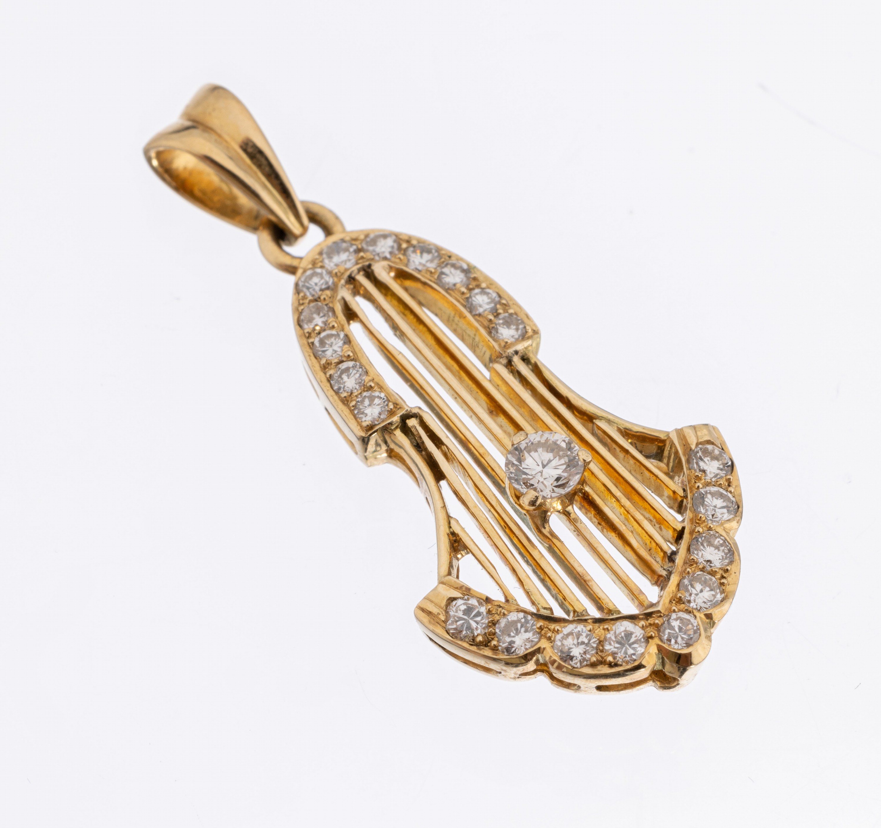 14 kt Gold Diamant-Anhänger, GG 585/000, 21 Diamanten zus. ca. 0.23 ct Weiß/si, ca. 2.4 g