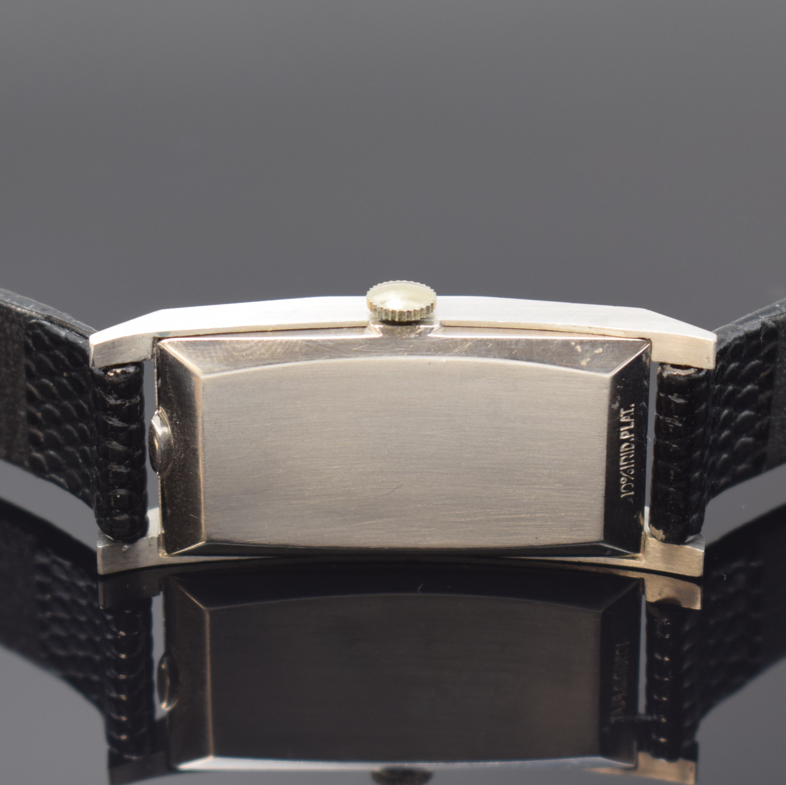 Detail c: PAUL DITISHEIM / SOLVIL Armbanduhr in Platin, Schweiz um 1940, Handaufzug, Geh. 10% Irid. Plat., Boden aufgedr., schwarzes Zifferbl. rest., Kal. 735, ...