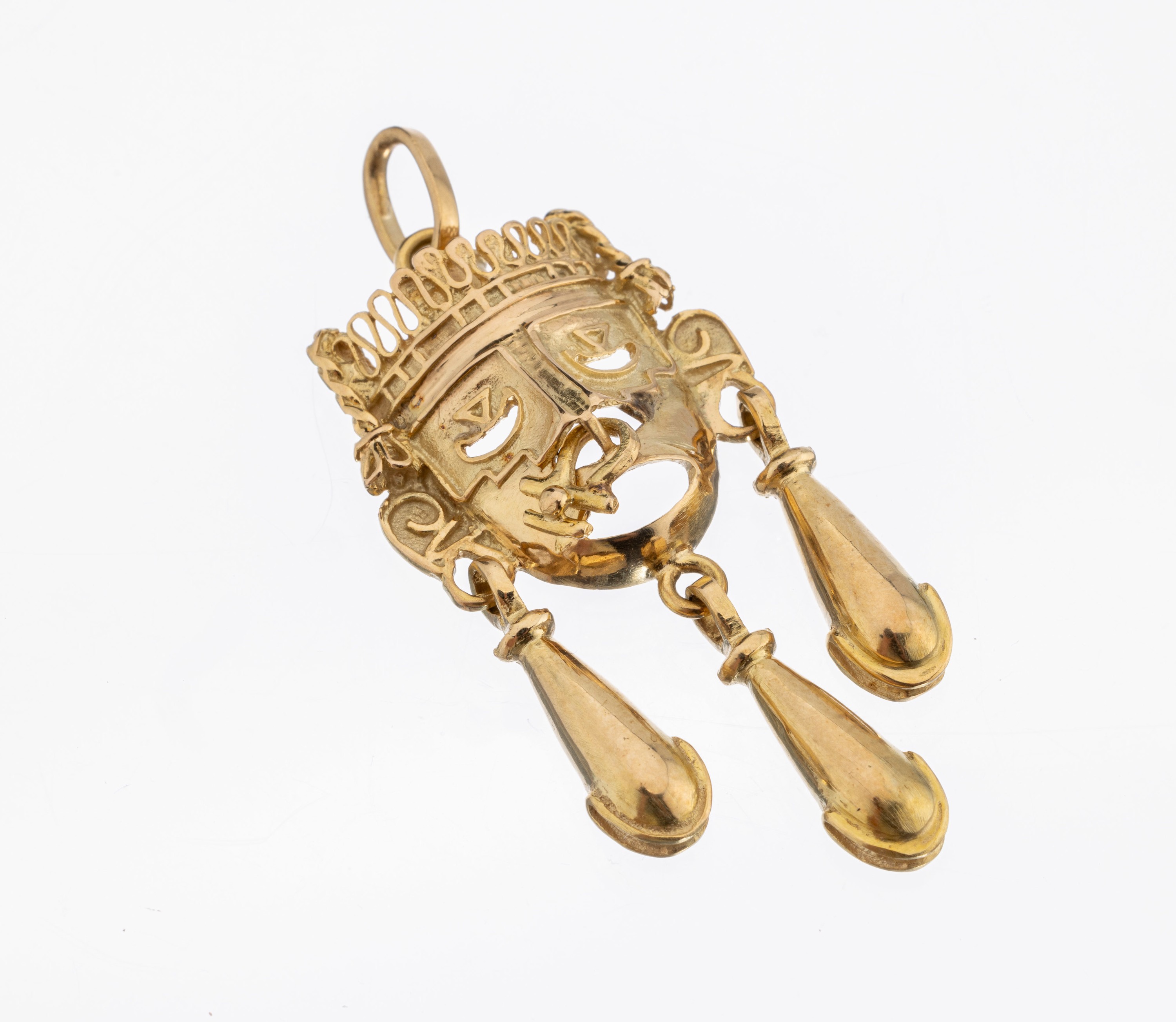 14 kt Gold Anhänger "Maske", GG 585/000, bewegl. Abhängungen, ca. 6.7 g