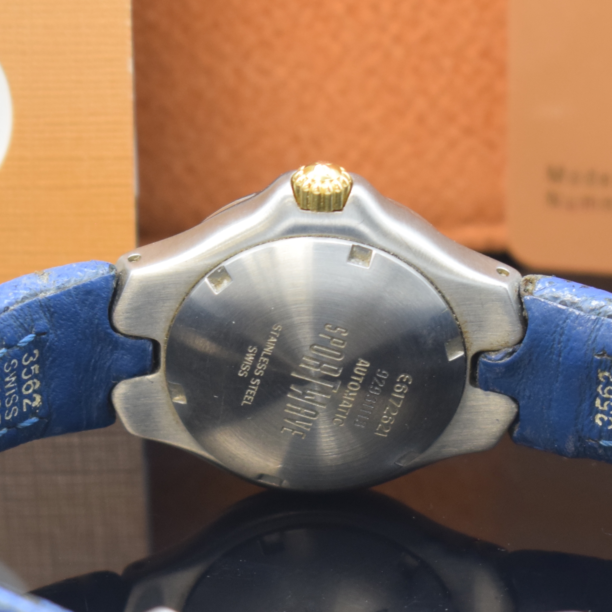 Detail d: EBEL Damenarmbanduhr Sportwave Referenz 6172621, Schweiz verk. lt. beil. Pap. 01/1998, Automatik, Edelstahlgeh. inkl. orig. Lederband m. Faltschl. ...