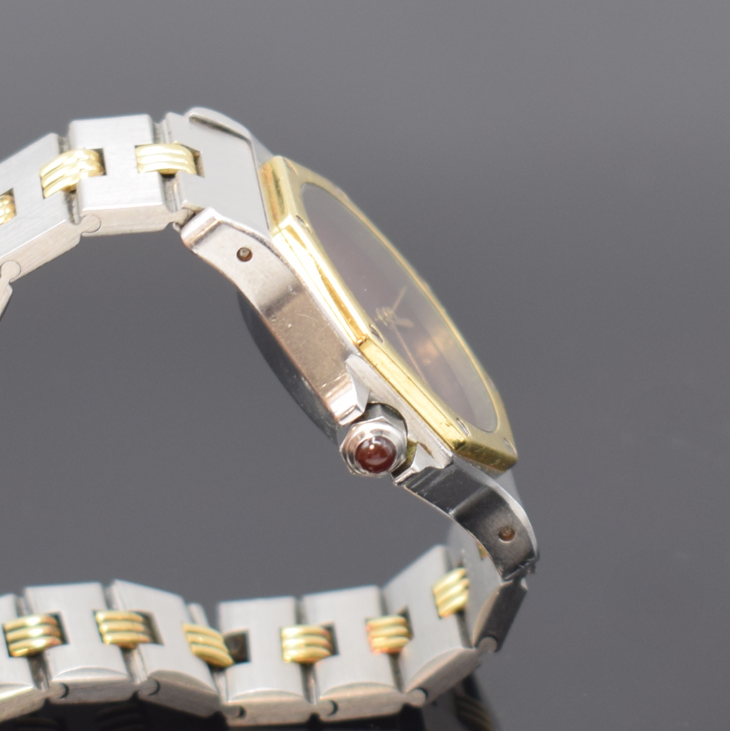 Detail c: CARTIER Santos Ronde Armbanduhr in Stahl/Gold, Schweiz um 1995, Automatik, 8- fach verschr. Geh. inkl. orig. Gliederband m. Faltschl., Schmuckkrone, ...