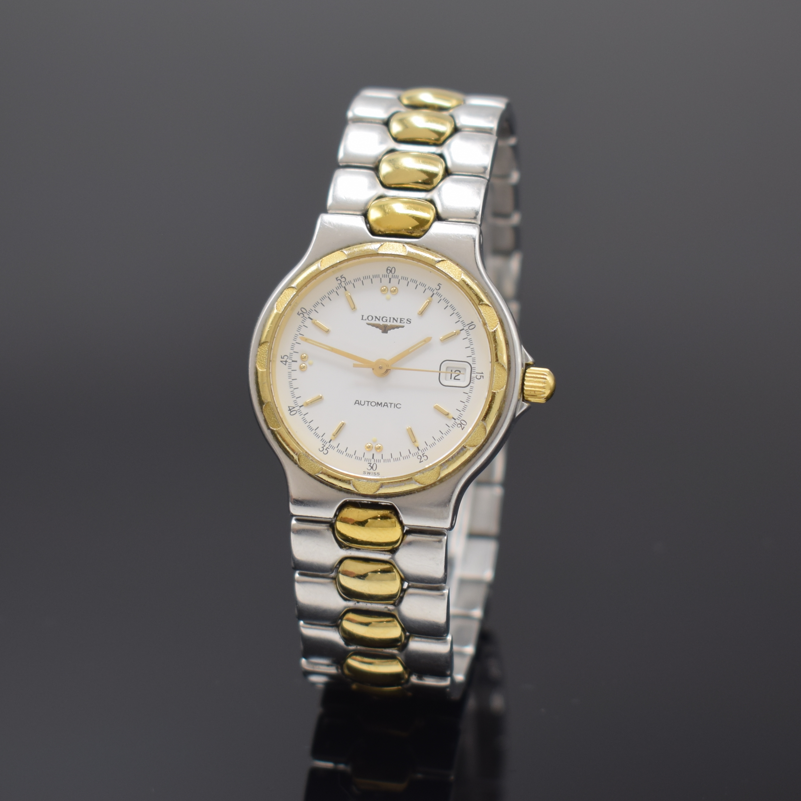 LONGINES Conquest Armbanduhr Referenz L1.504.3 in Stahl, Schweiz um 2010, Automatik, z.T. verg., orig. Gliederband m. dopp. Faltschl., beids, vergl., ...
