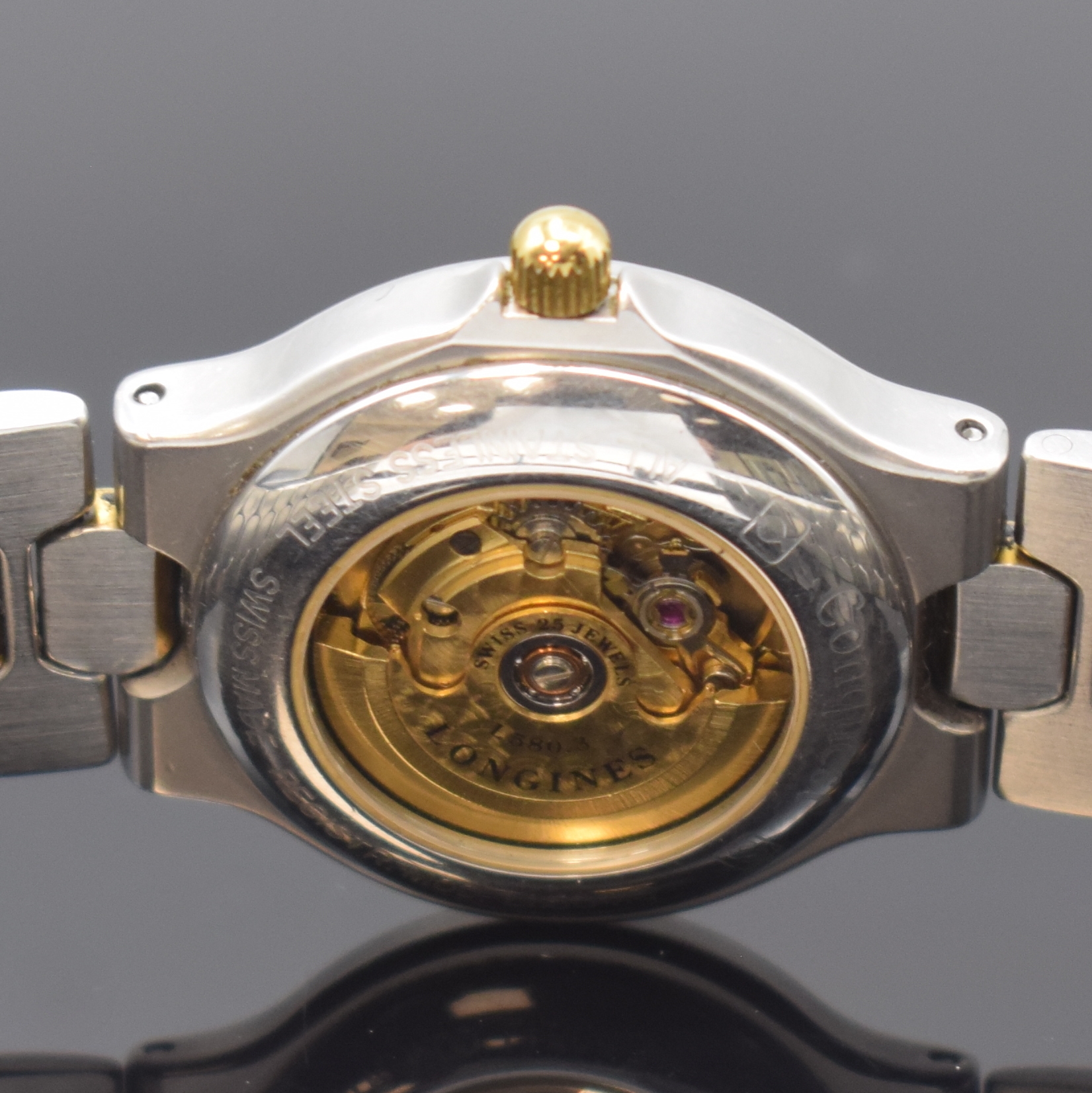Detail c: LONGINES Conquest Armbanduhr Referenz L1.504.3 in Stahl, Schweiz um 2010, Automatik, z.T. verg., orig. Gliederband m. dopp. Faltschl., beids, vergl., ...