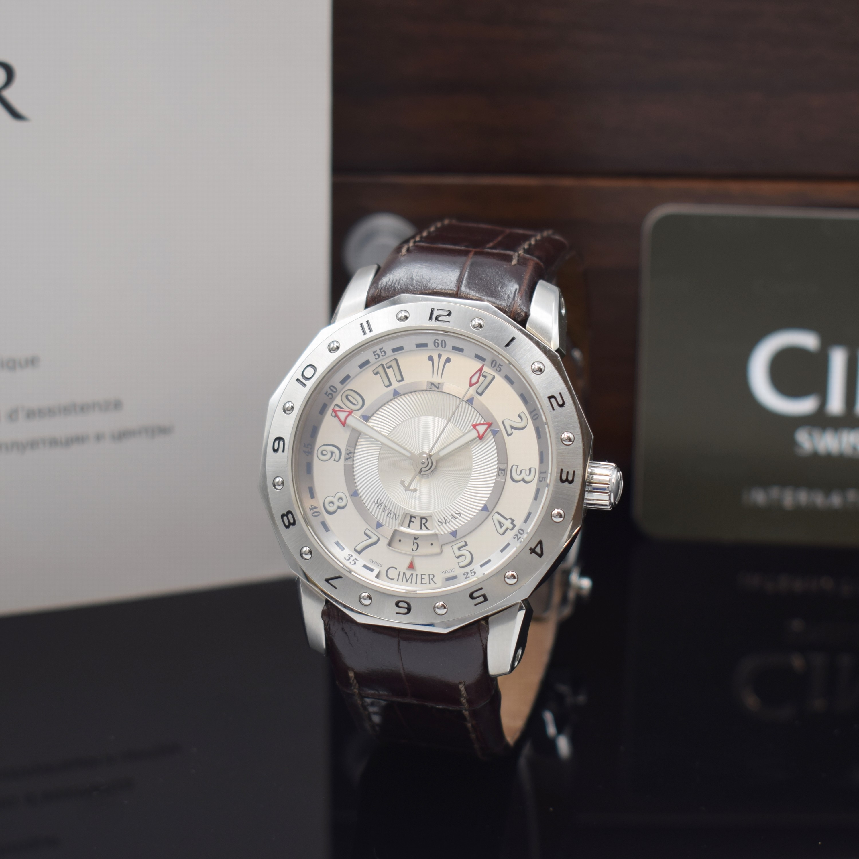CIMIER Armbanduhr Seven Seas Referenz 6198, Automatik, Edelstahlgeh. inkl. orig. Lederband m. orig. Faltschl., Boden m. Sichtfenster 6- fach ...