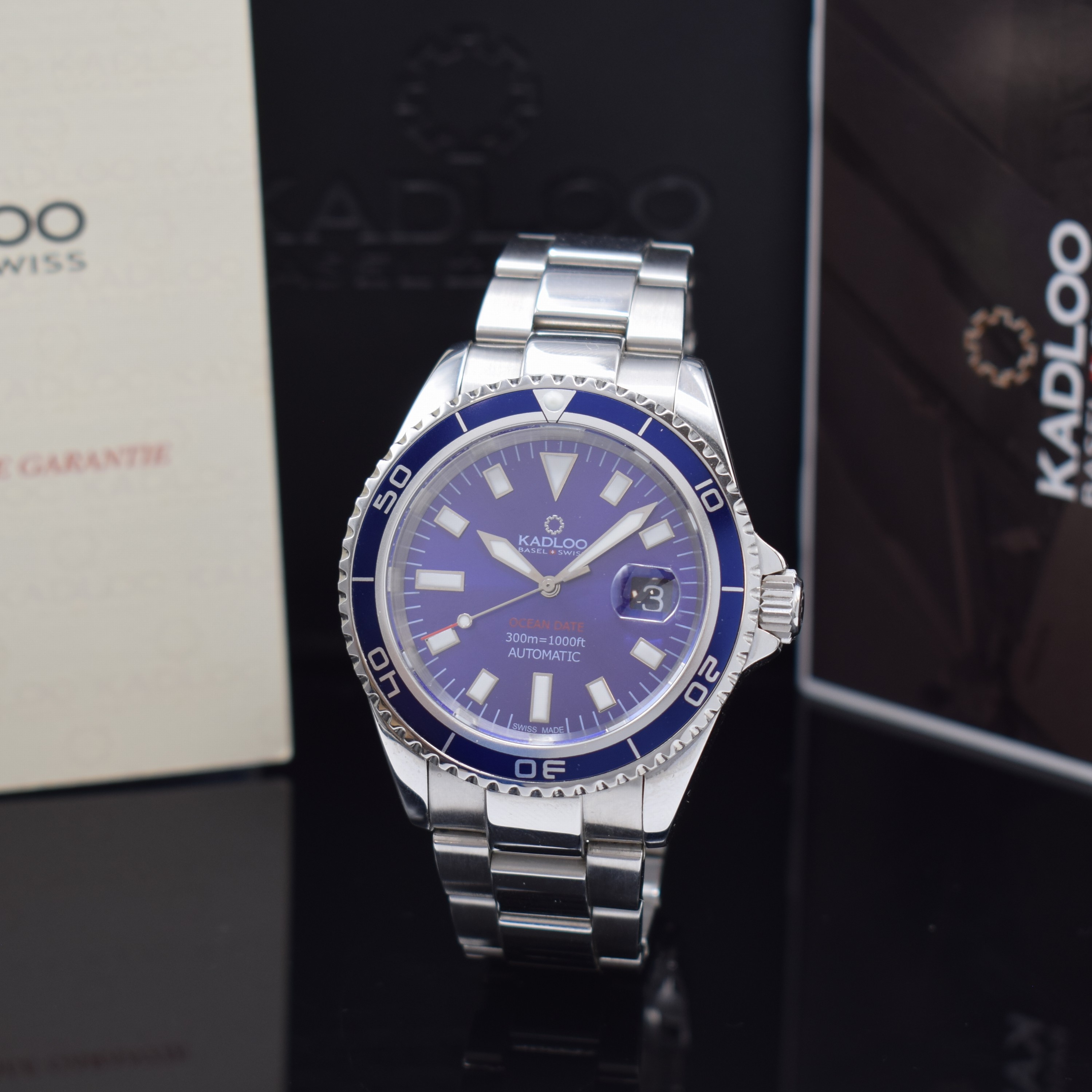 KADLOO Armbanduhr Ocean Date Referenz SN4337, Automatik, Edelstahlgeh. inkl. Gliederband m. Faltschl. und Tauchverlängerung, Boden und Krone ...