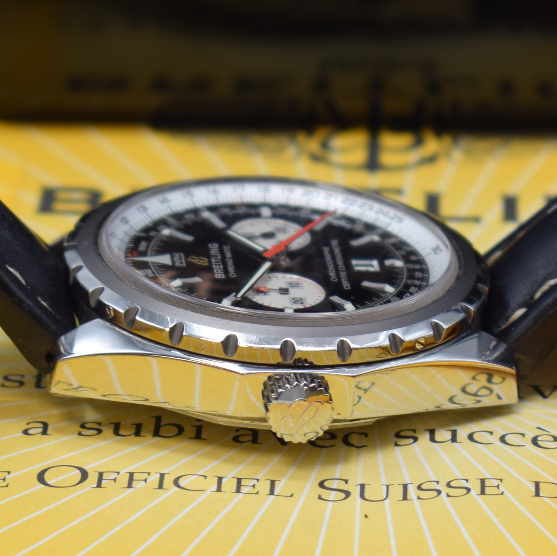 Detail c: BREITLING Armbandchronograph Chrono-Matic Referenz A41360, Automatik, Chronometer in Edelstahl inkl. orig. Lederband (zu ern.) m. orig. Dornschl., ...