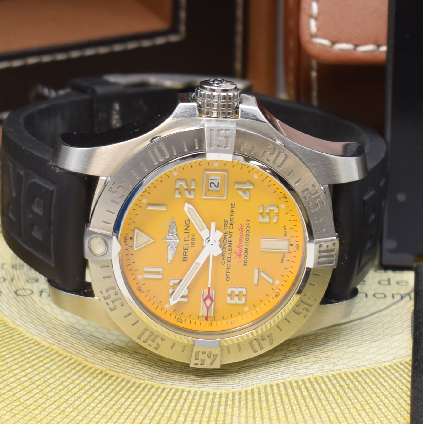 Detail a: BREITLING Herrenarmbanduhr Avenger II Seawolf Referenz A17331, Automatik, Chronometer in Edelstahl inkl. orig. Kautschukband m. orig. Dornschl., ...