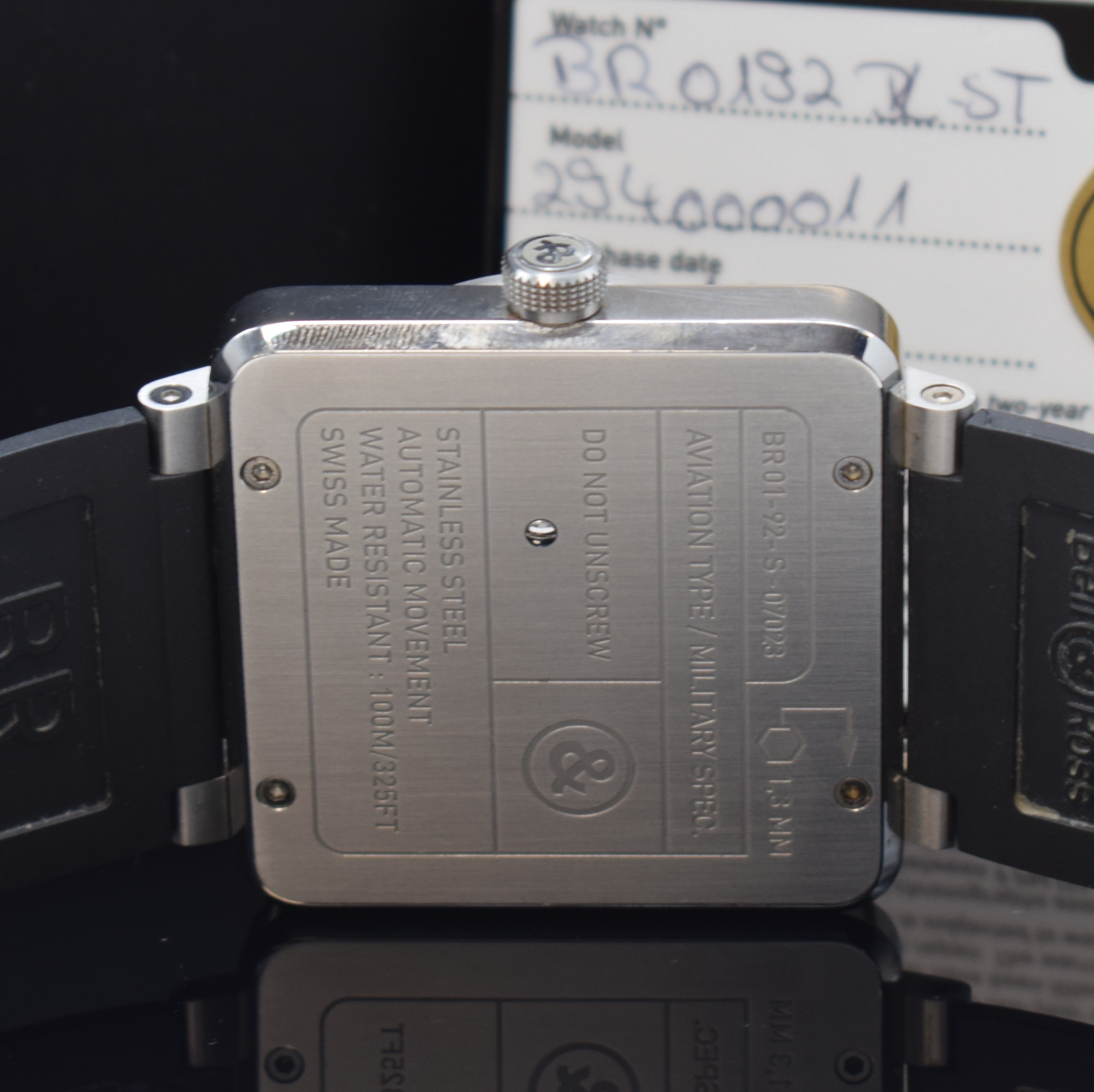 Detail d: BELL & ROSS Herrenarmbanduhr Referenz BR01-92, Automatik, Edelstahlgeh. inkl. Kautschukband m. orig. Dornschl., Anz. v. Std., Min. und Zentralsek., ...