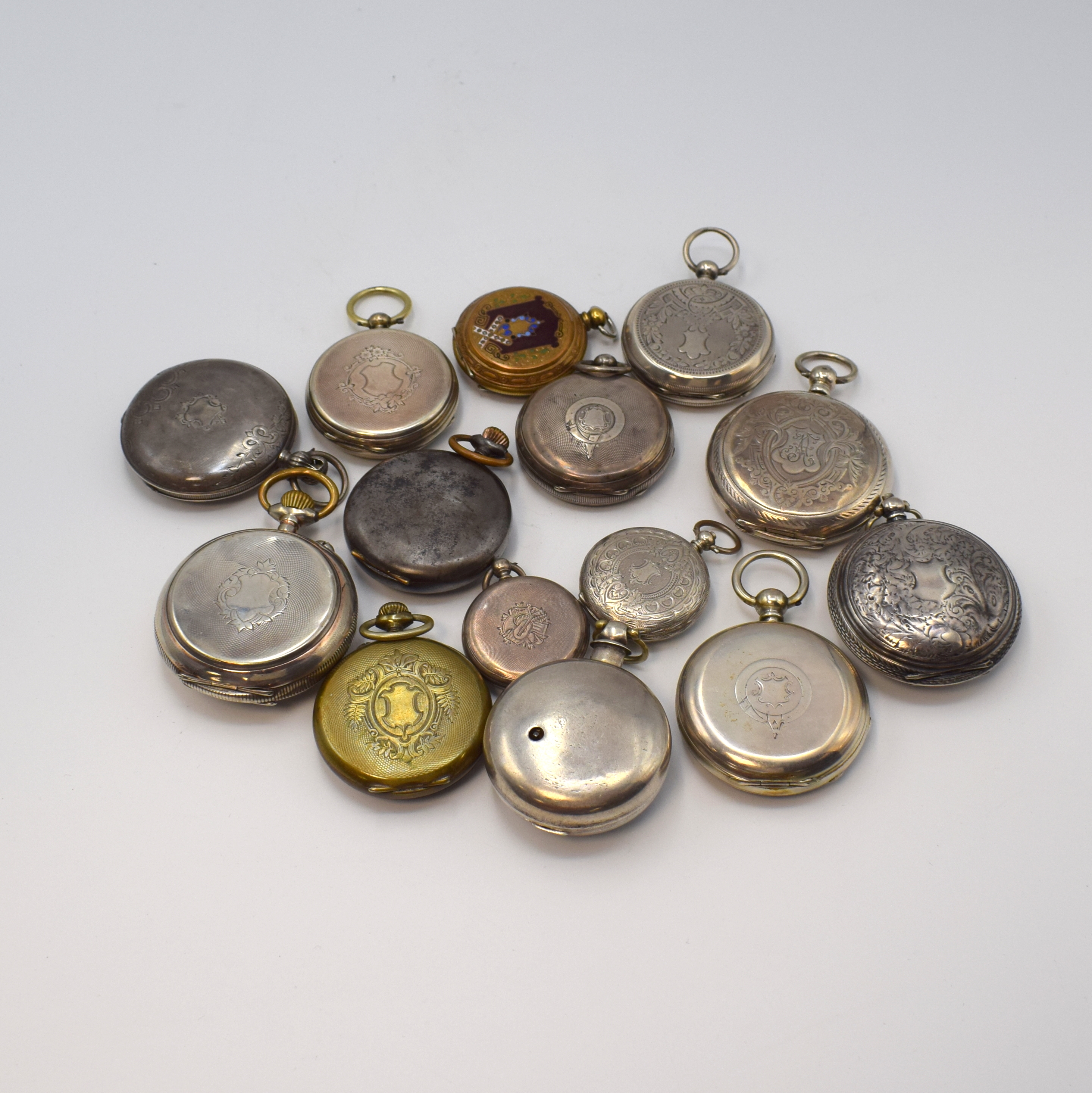 Detail c: GRINBERG & REICHMANN offene Silbertaschenuhr sowie 13 weitere Taschenuhren, Schweiz / England ca. 1838 - 1920, 11 x Schlüsselaufzug, 3 x ...
