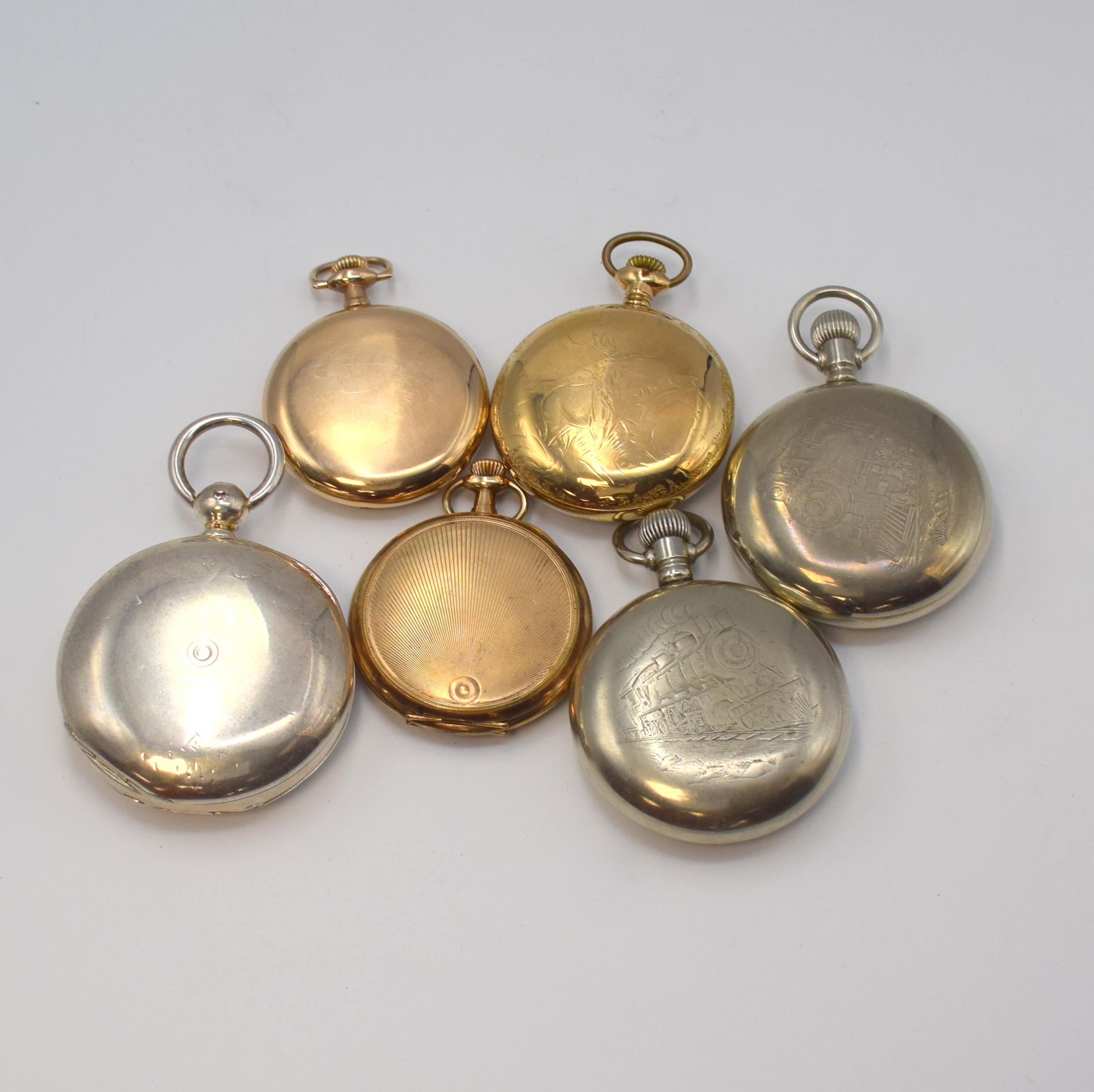 Detail b: ELGIN NATIONAL WATCH Co sehr schwere Silber- Savonette und 5 weitere amerikanische Taschenuhren, USA ca. 1880 - 1920, glattes, ehemals grav. Geh., ...