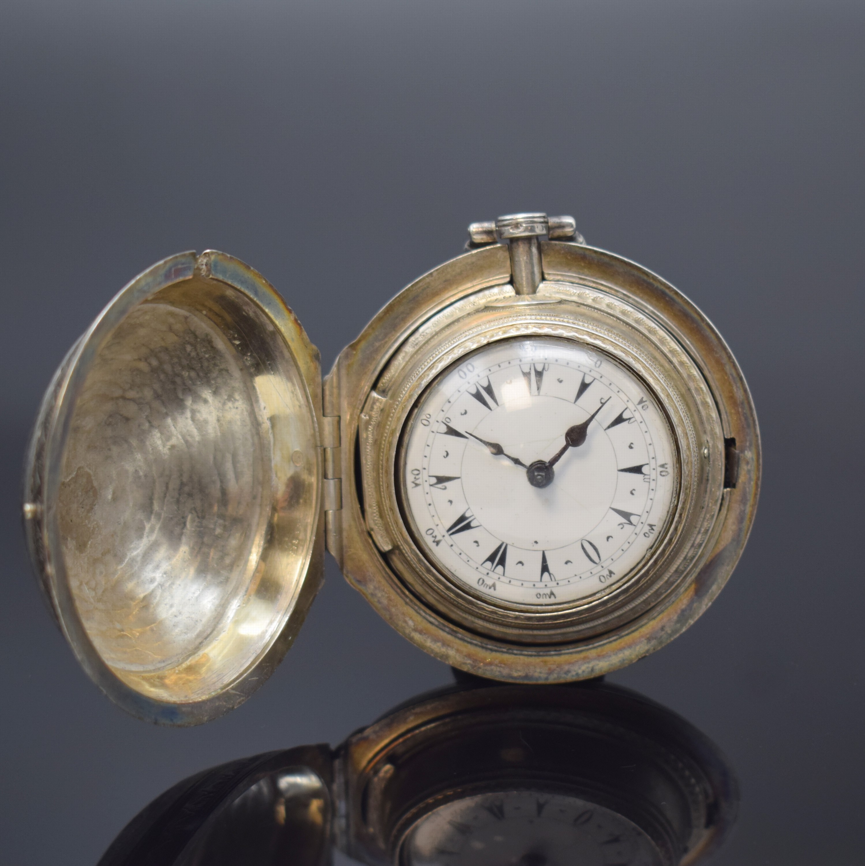 HIGGS & EVANS Taschenuhr mit Zylinderhemmung und 2 Übergehäusen in Silber, England um 1785, Außengeh. Hallmark London 1785, beide Innengeh. ...