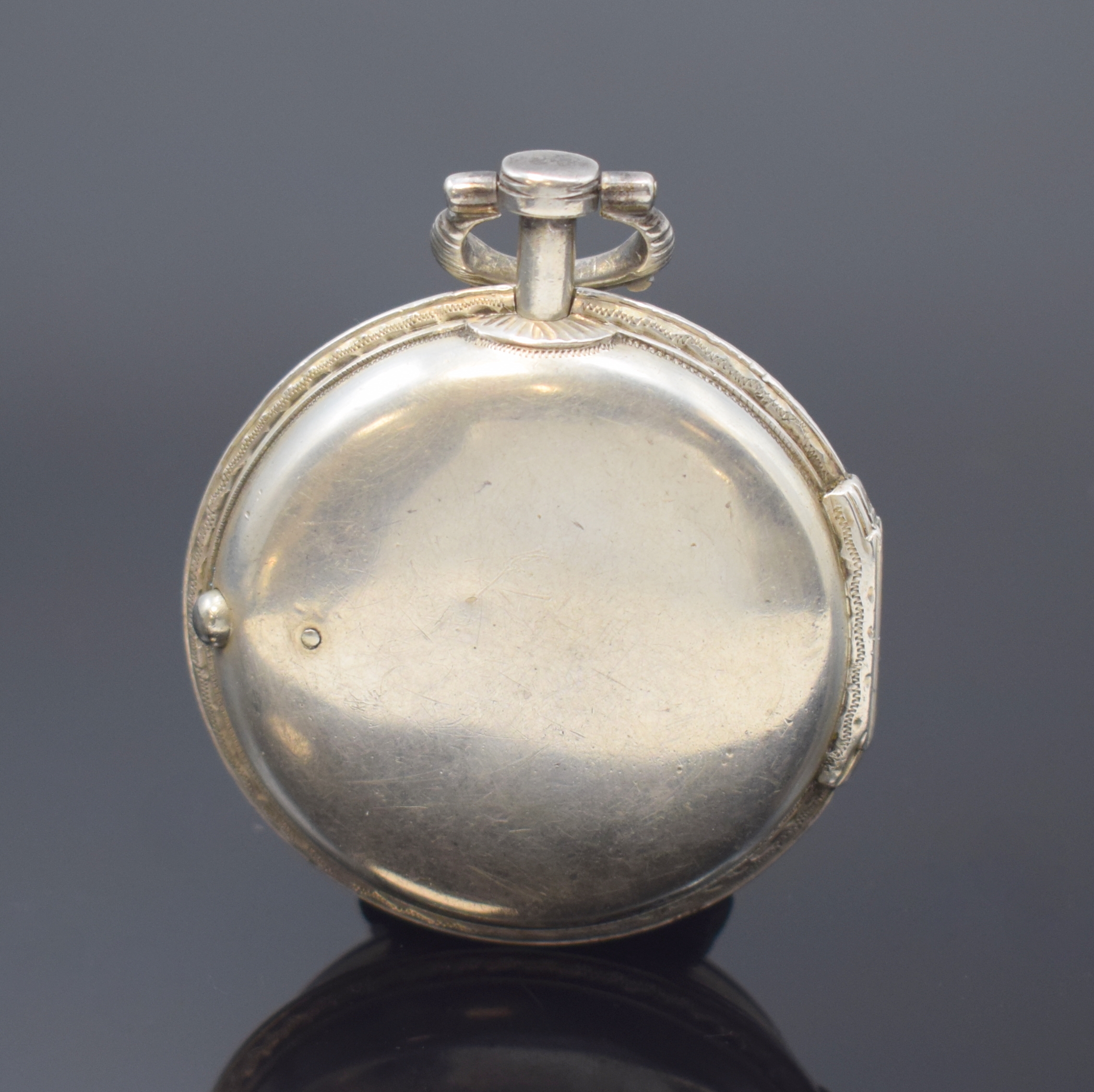 Detail b: HIGGS & EVANS Taschenuhr mit Zylinderhemmung und 2 Übergehäusen in Silber, England um 1785, Außengeh. Hallmark London 1785, beide Innengeh. ...