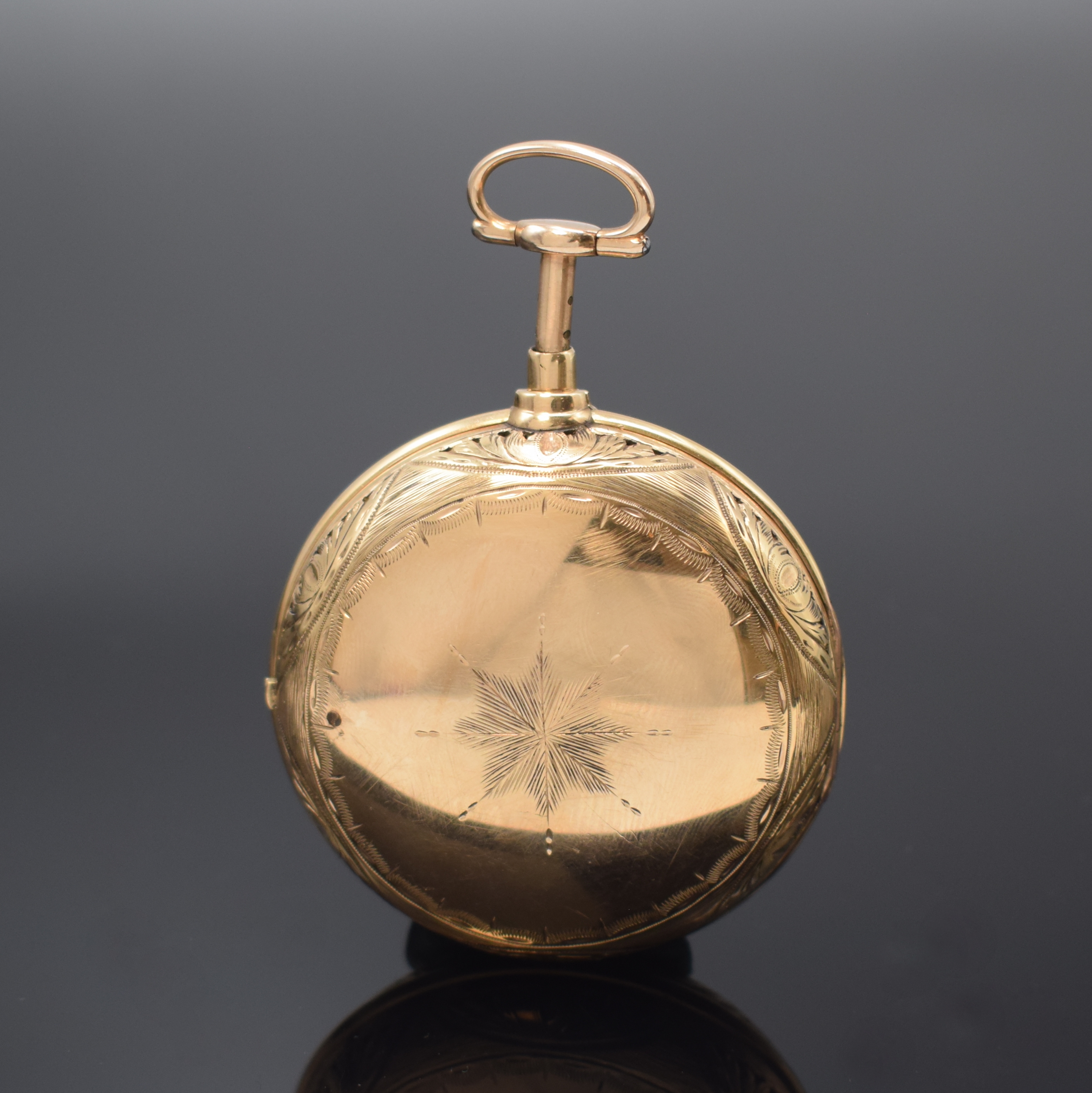Detail b: PARKINSON & FRODSHAM London Taschenuhr mit 1/4-Repetition und Duplexhemmung in RG 750/000, London Hallmark 1800, orig. Geh. seitl. durchbr. u. ...