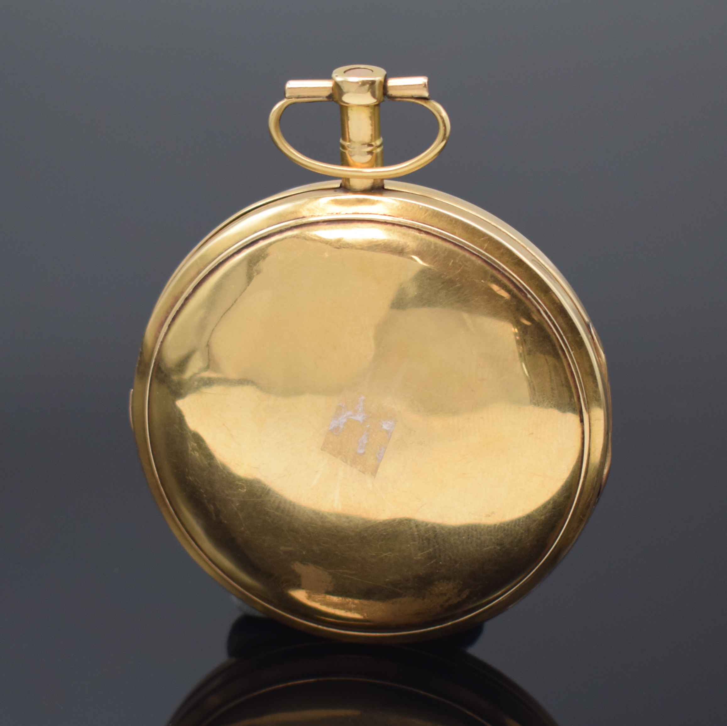 Detail a: ALARD A PARIS Spindeluhr in RoseG 750/000, Frankreich um 1800, glattes Geh. dell., Emailzifferbl. besch., Zeiger u. Glas zu ers., verg. Werk m. Kette ...