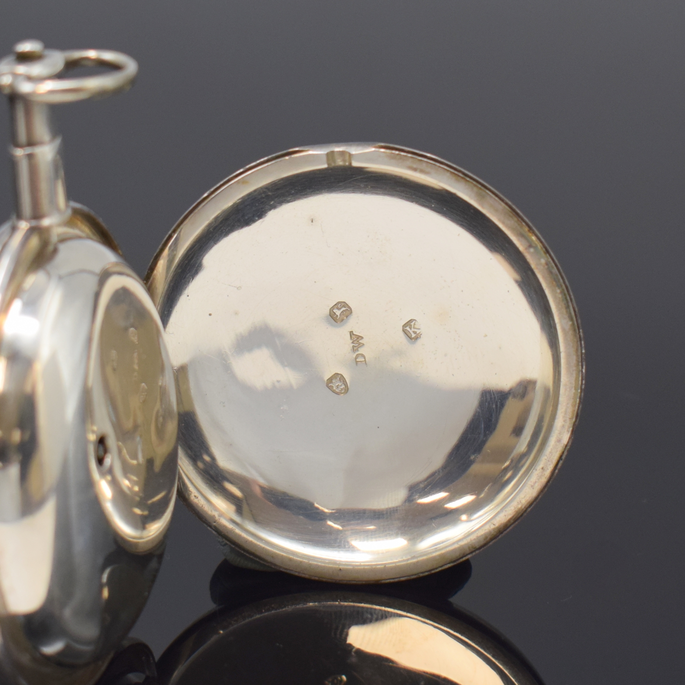 Detail c: THO. MOSS London Savonette in Sterlingsilber, London Hallmark 1805, glattes Geh., Sprungdeckel über Pendant zu öffnen, Emailzifferbl., röm. ...