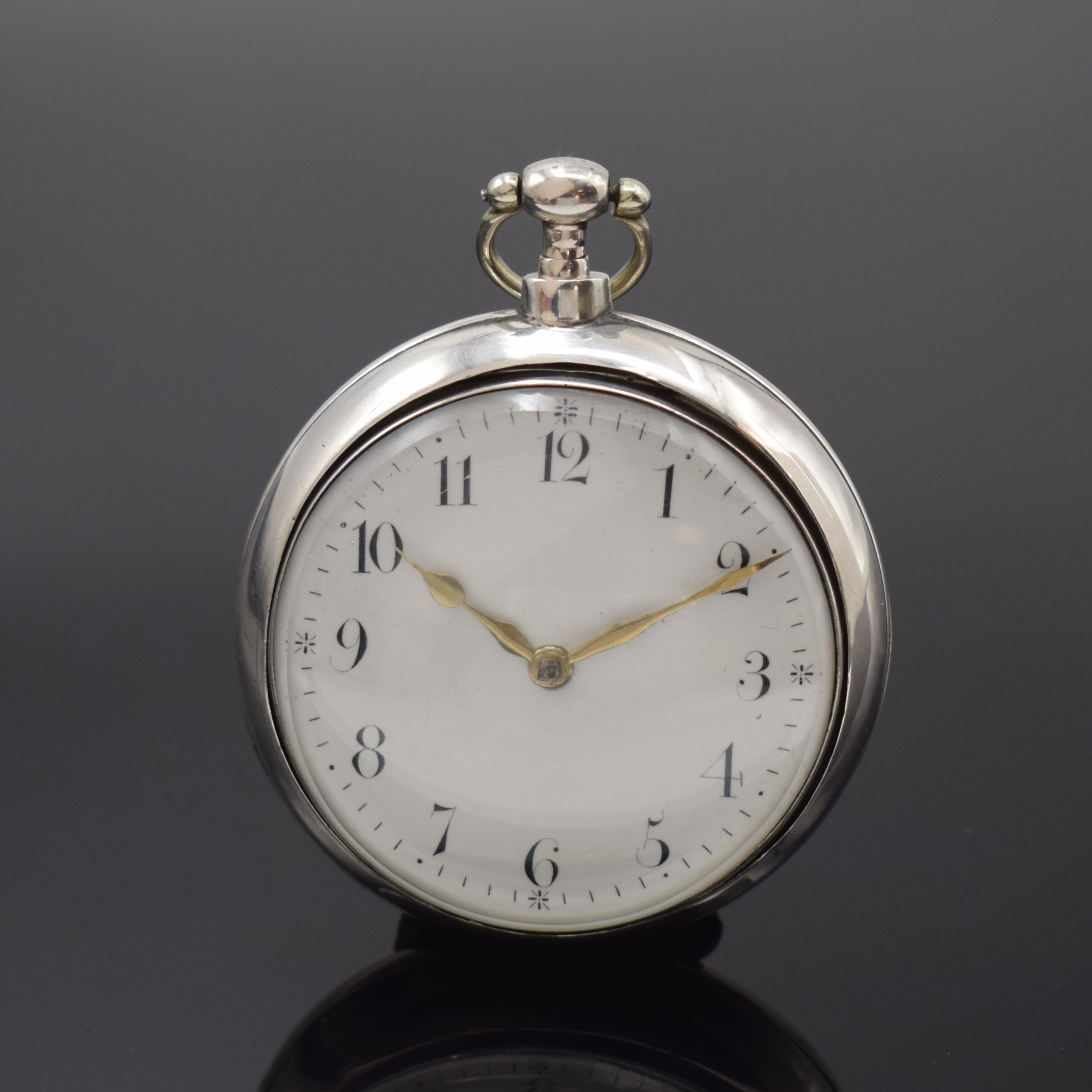 PEMBERTON London Spindeluhr mit Übergehäuse in Sterlingsilber, London Hallmark 1815/1827, glattes Geh. Hallmark 1815, Übergeh. Hallmark 1827, ...