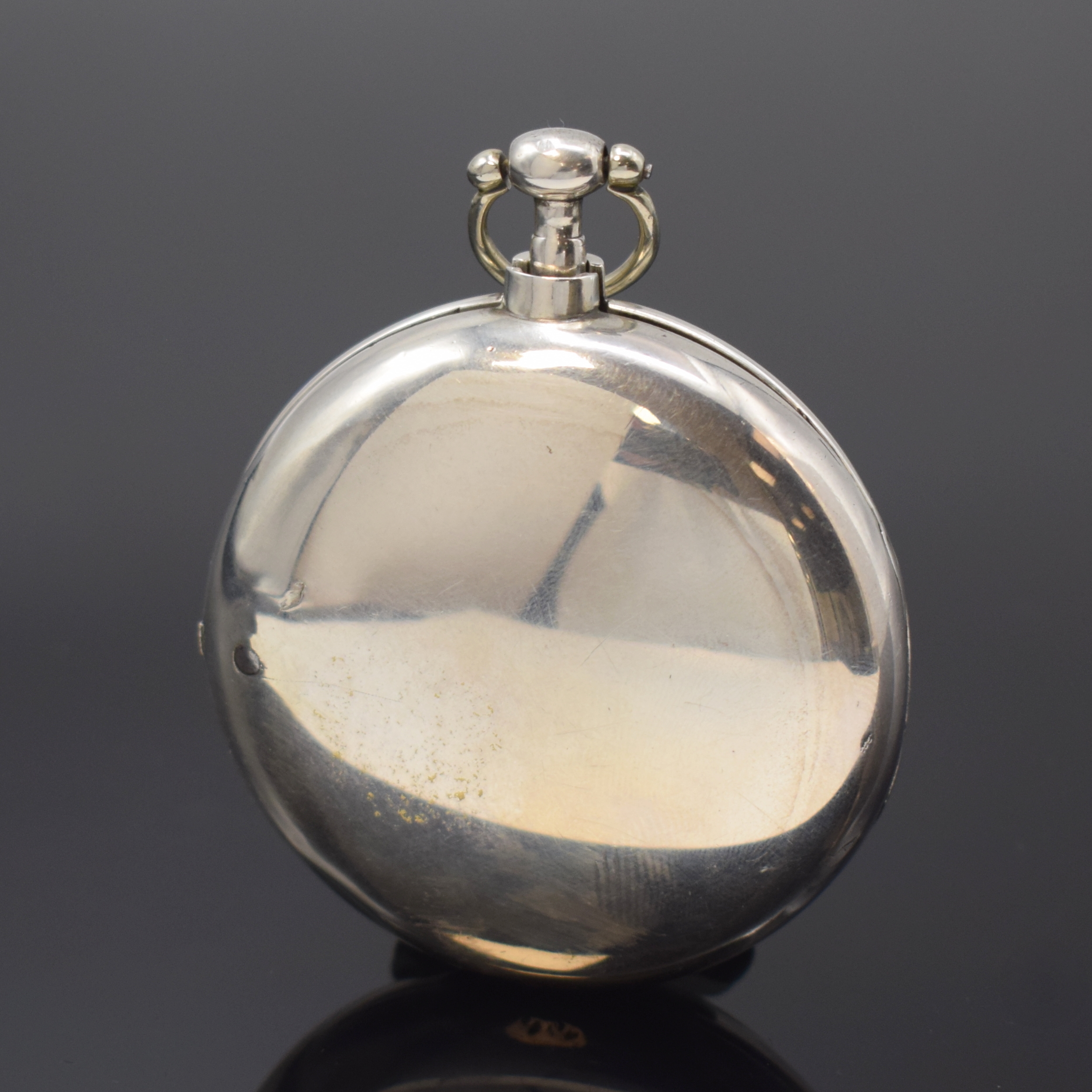 Detail a: PEMBERTON London Spindeluhr mit Übergehäuse in Sterlingsilber, London Hallmark 1815/1827, glattes Geh. Hallmark 1815, Übergeh. Hallmark 1827, ...