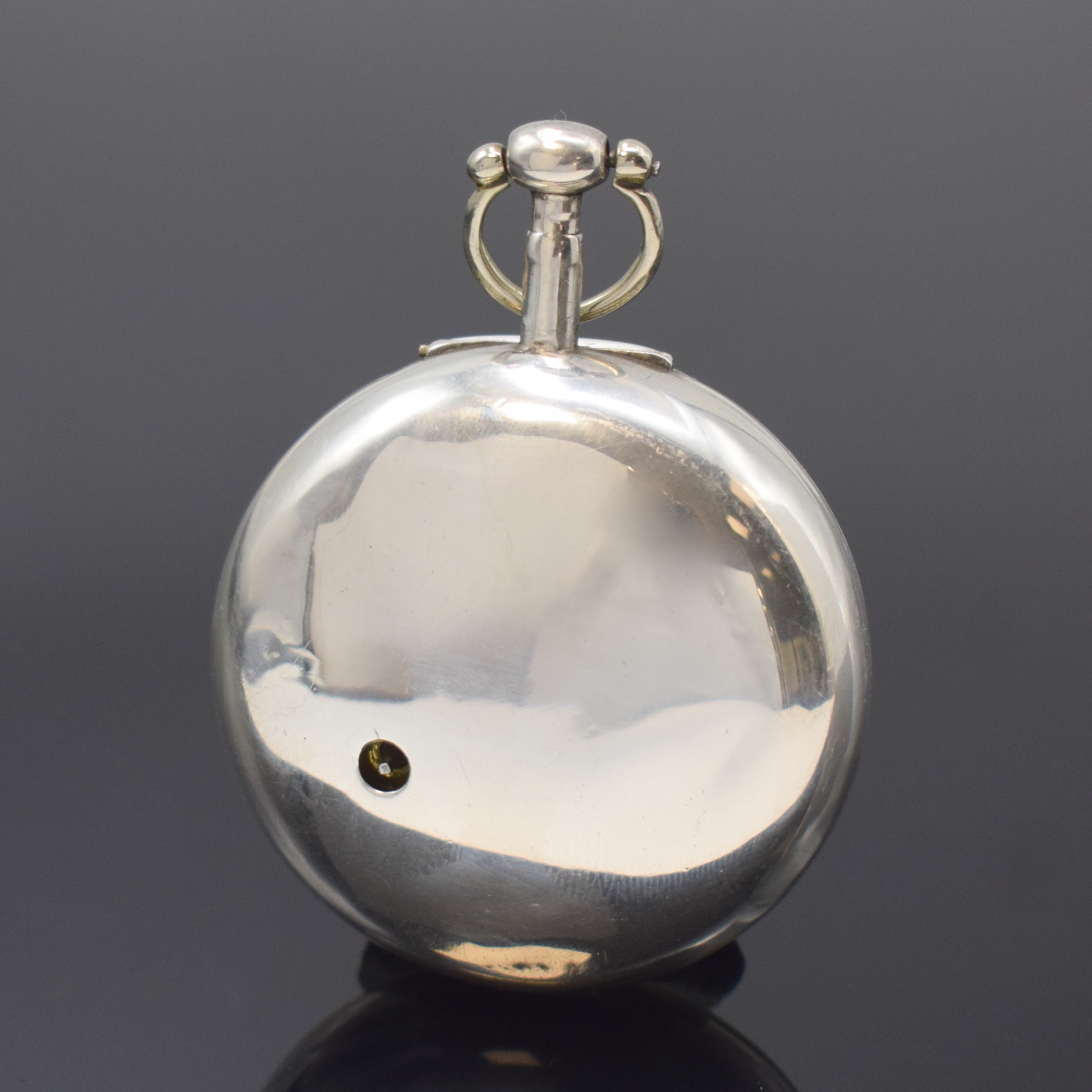 Detail b: PEMBERTON London Spindeluhr mit Übergehäuse in Sterlingsilber, London Hallmark 1815/1827, glattes Geh. Hallmark 1815, Übergeh. Hallmark 1827, ...