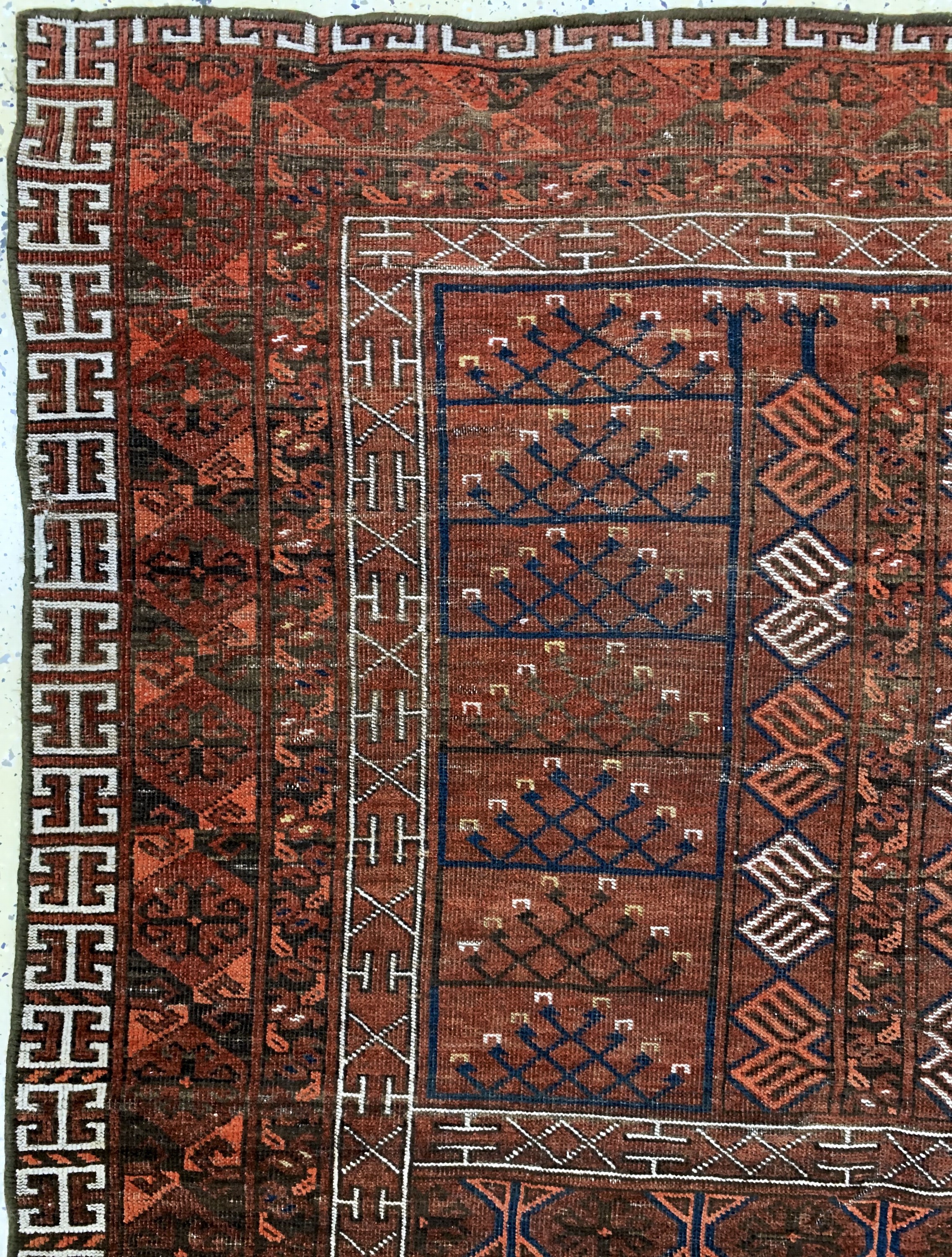 Detail c: Esari Engsi antik, Turkmenistan, 19.Jhd, Wolle auf Wolle, ca. 220 x 153 cm, EHZ: 3