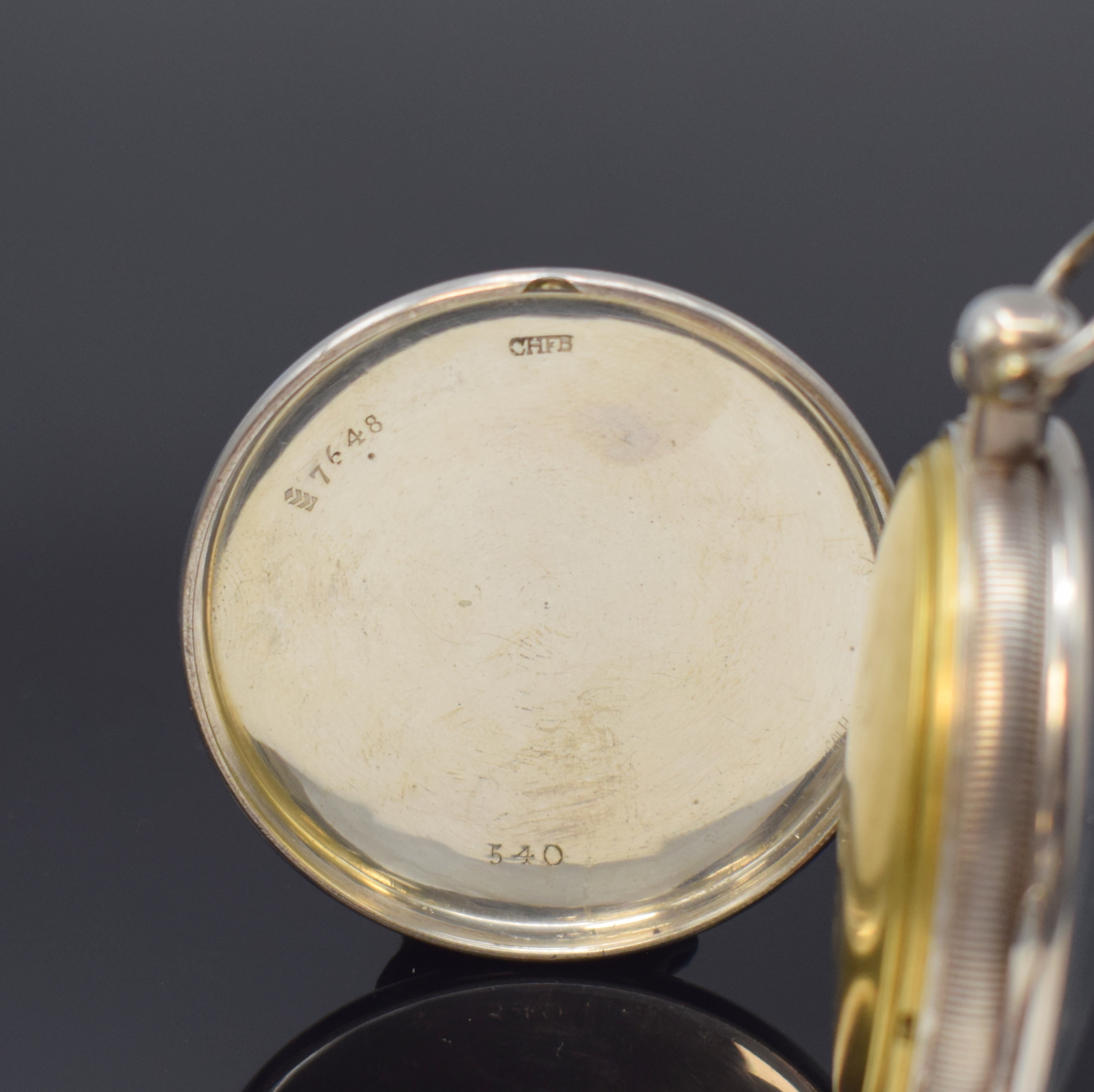 Detail b: BREGUET & FILS Spindeluhr mit 1/4-Stunden- Repetition, Frankreich/Schweiz um 1820, guill. Geh. m. geripptem Rand berieb., Repetitions-Auslösung ...