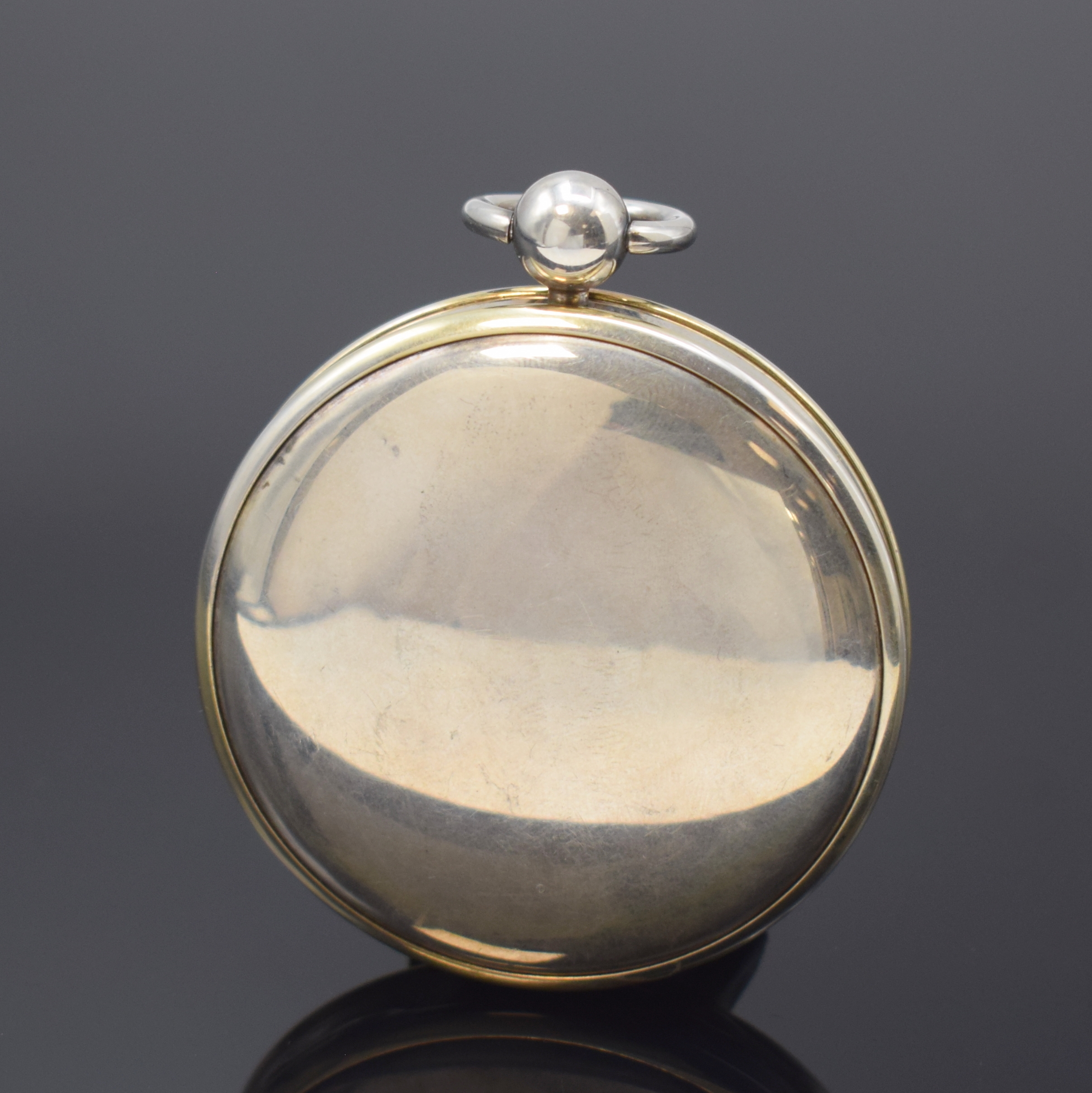 Detail a: ALEXANDRE A Paris Spindeluhr in Silber mit geprägtem Goldzifferblatt, Frankreich um 1820, glattes Geh. m. geradem Rand u. Kugel- Pendant, ...