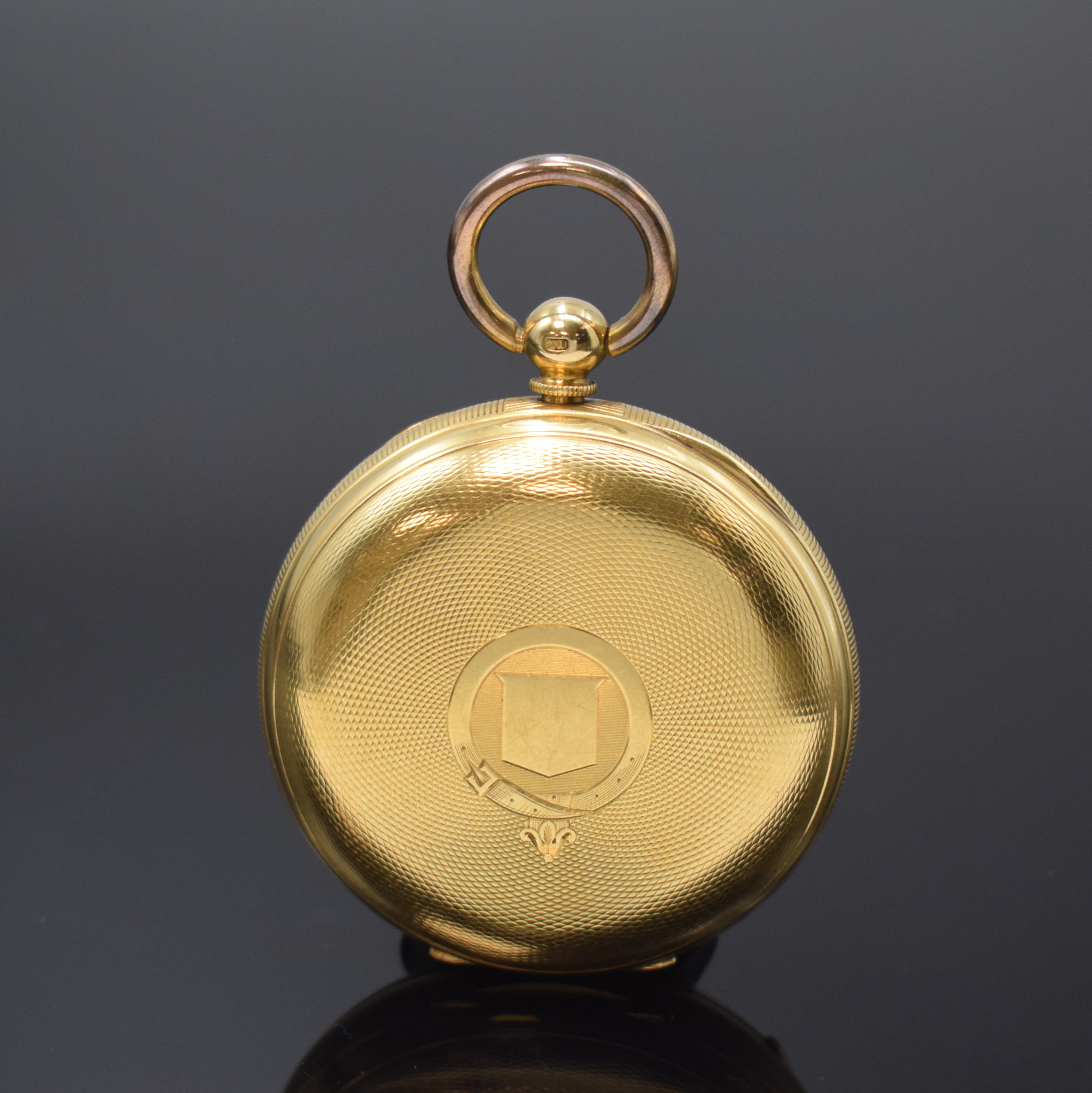 Detail a: RICHARD GANTHONY London schwere Taschenuhr in GG 750/000 mit Rubin-Duplexhemmung, Werk um 1830, Geh. Hallmark London 1867, Schlüssel- aufzug, guill. ...