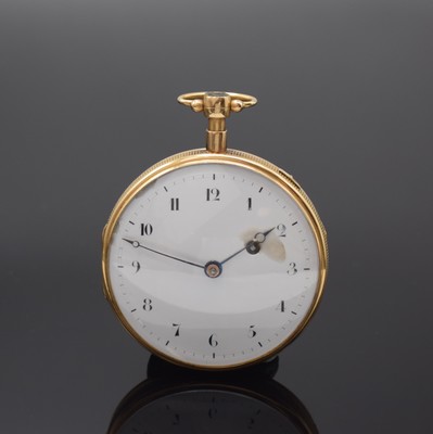 Image Spindeltaschenuhr mit 1/4-Stundenrepetition in RoseG 750/000, Schweiz um 1820, guill. ...