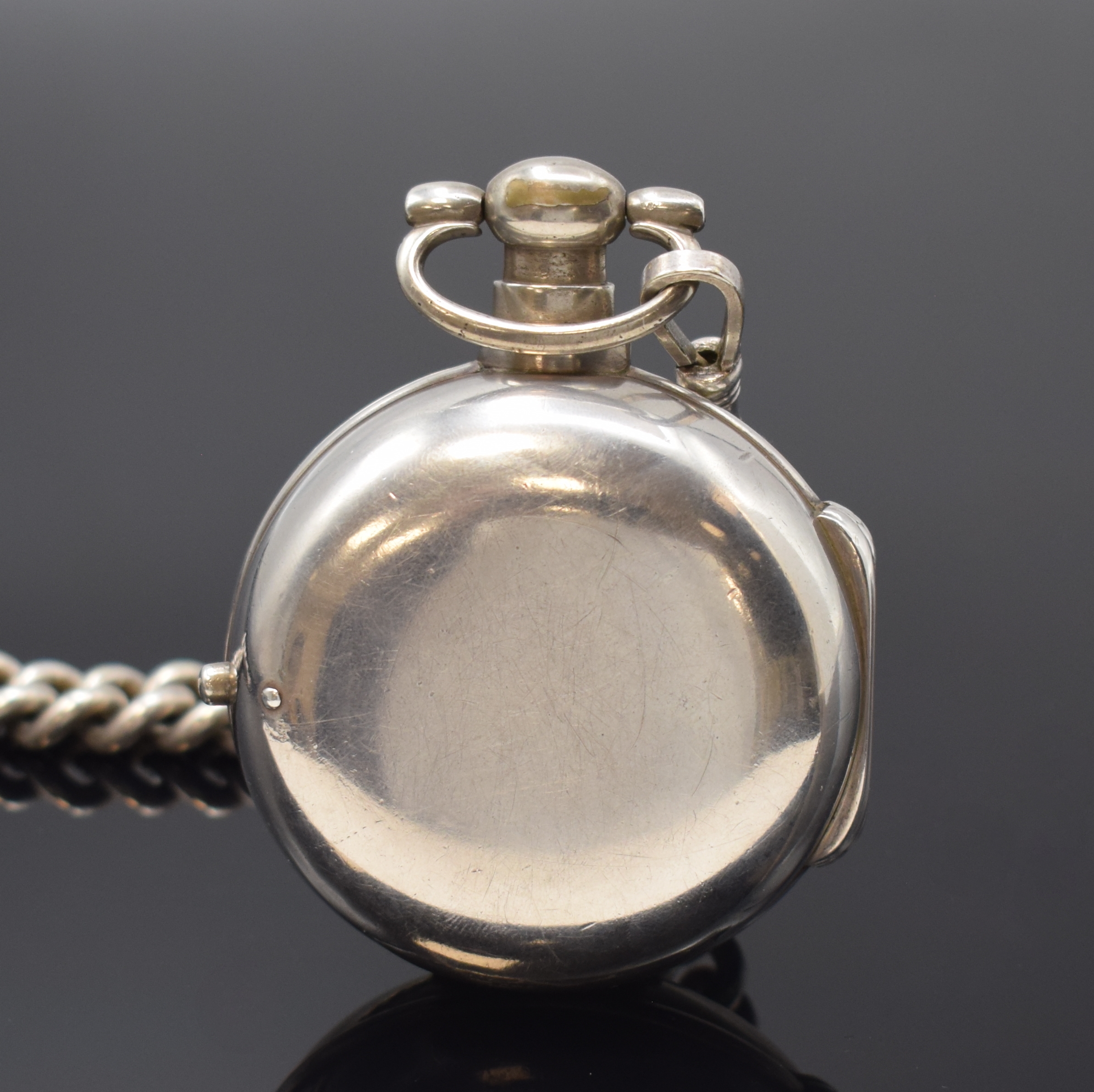 Detail a: JA'S SWINGLER GRANTHAM extrem schwere Doppel- Gehäuse Spindeltaschenuhr in Sterlingsilber an schwerer Silberkette, London Hallmark 1811,glatte ...