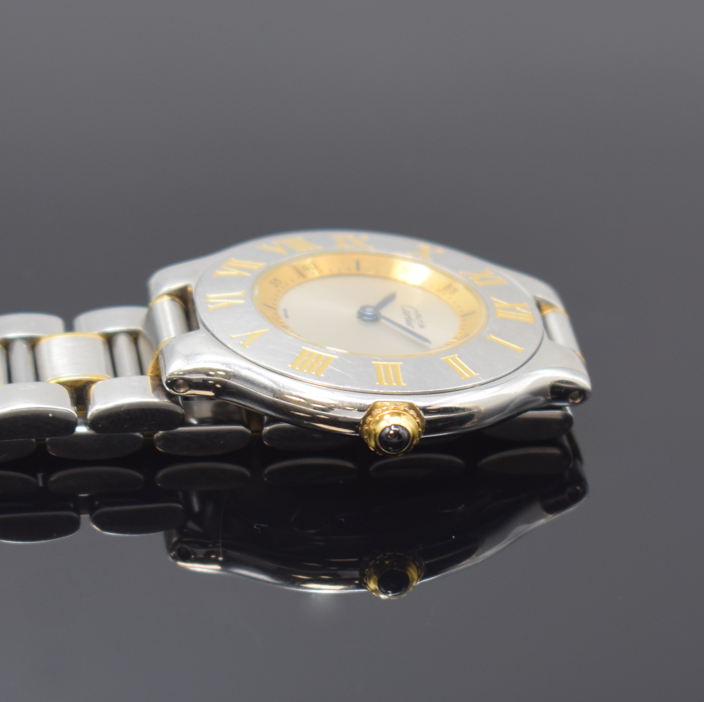 Detail c: CARTIER Damenarmbanduhr Linie 21 Referenz 1330, Schweiz um 2000, quarz, Edelstahlgeh. inkl. orig. Gliederband m. dopp. Faltschl., Boden 6-fach ...
