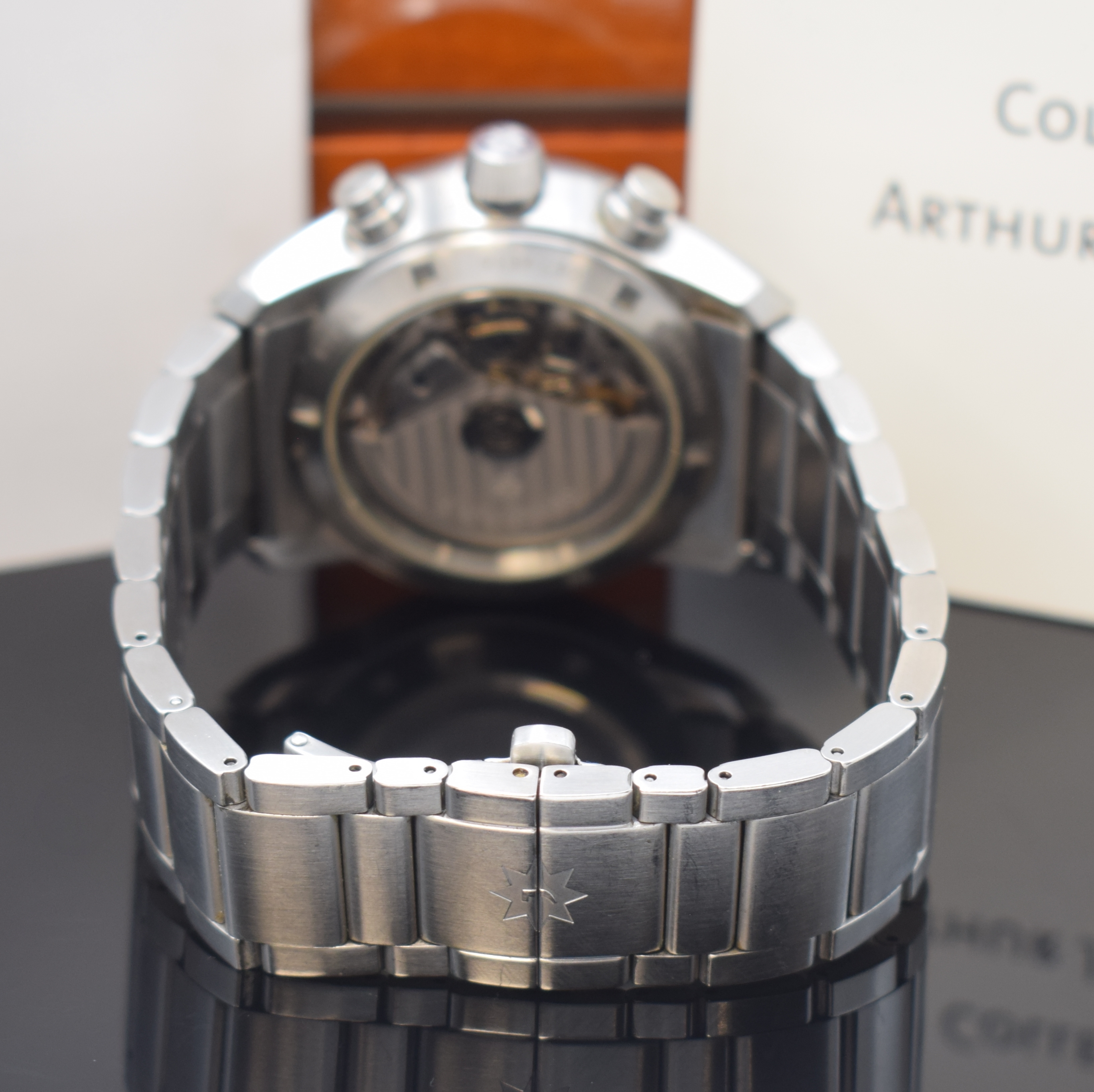Detail b: JUNGHANS Chronoscope Archimedes Armbandchronograph Referenz 027/4510 in Stahl, Deutschland um 2006, Automatik, beids. vergl. Geh. inkl. orig. ...