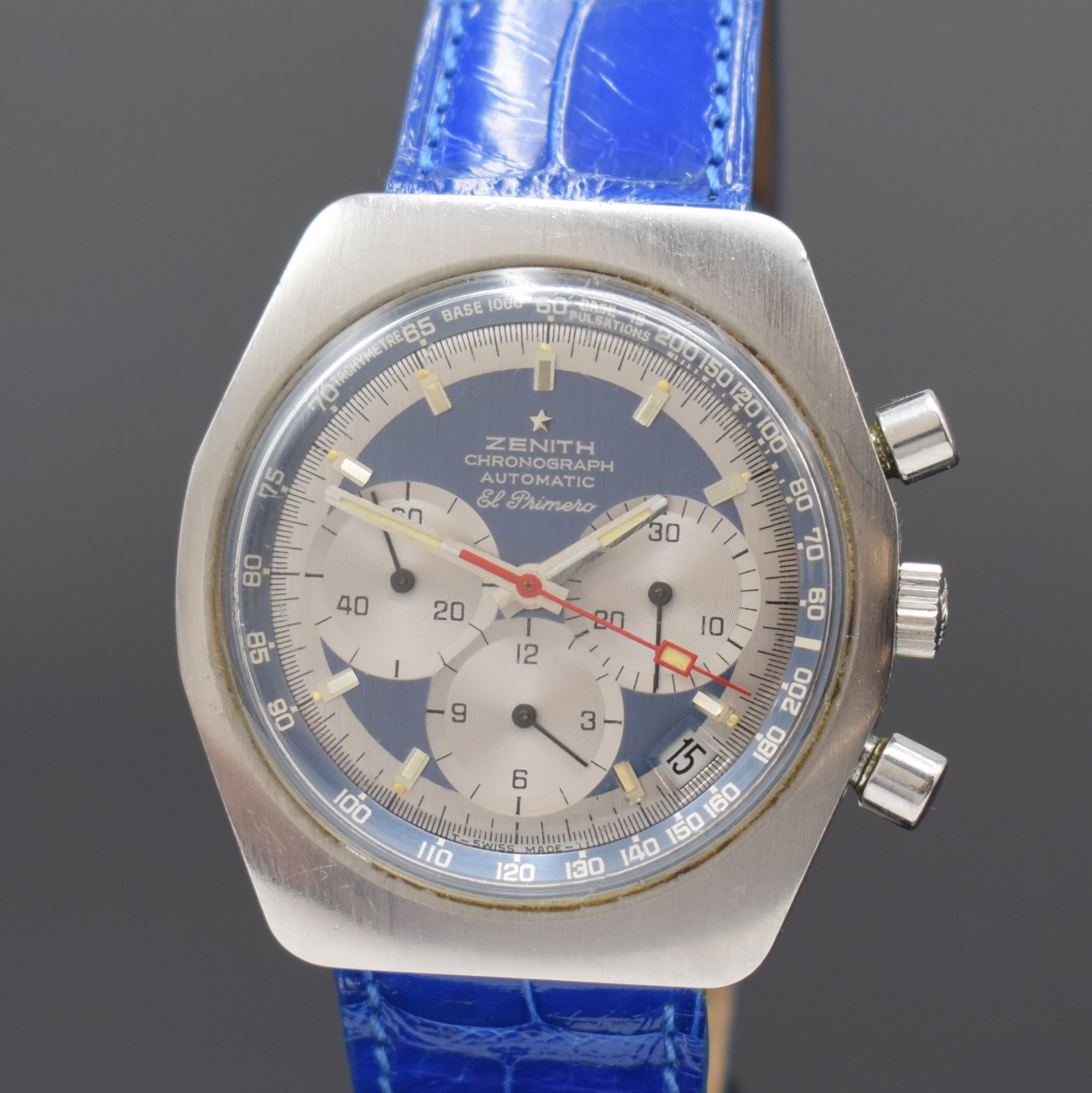 Detail a: ZENITH El Primero Herrenchronograph Referenz 53031 in Stahl, Schweiz um 1970, Automatik, Boden aufgedr., 2-farb. Zifferbl. m. aufges. Std.-Ind., ...