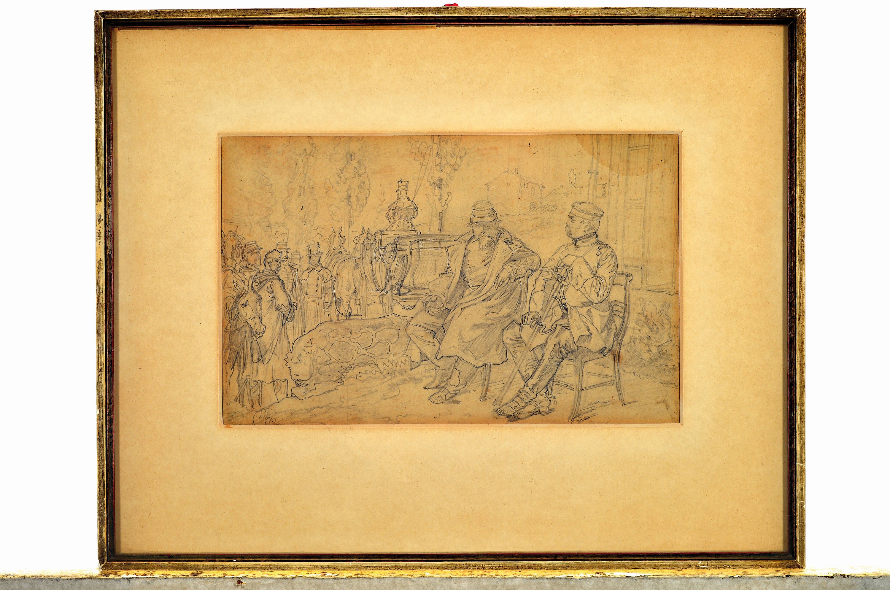 Detail k: Prof. Wilhelm Camphausen, 1818-1885 Düsseldorf, Otto von Bismarck und Kaiser Napoleon III. im Gespräch nach der französischen Kapitulation, ...