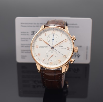 Image IWC Portuguese 18k pink gold chronograph in reference IW371480, self winding, case back ...