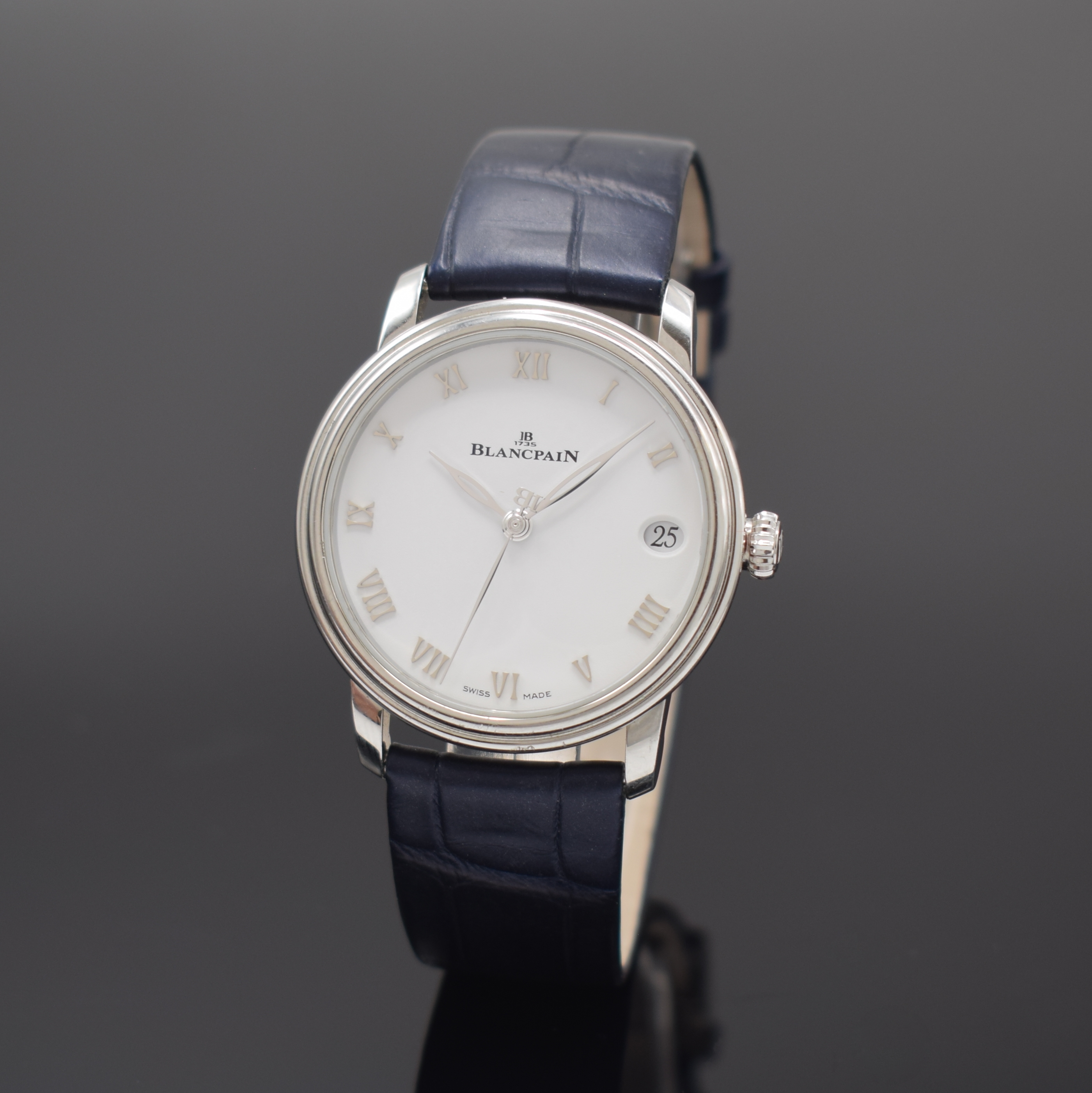 BLANCPAIN Damenarmbanduhr Serie Villeret Referenz 6127, Automatik, Schweiz um 2018, beids. vergl. Edelstahlgeh. inkl. orig. Lederband m. orig. dopp. ...