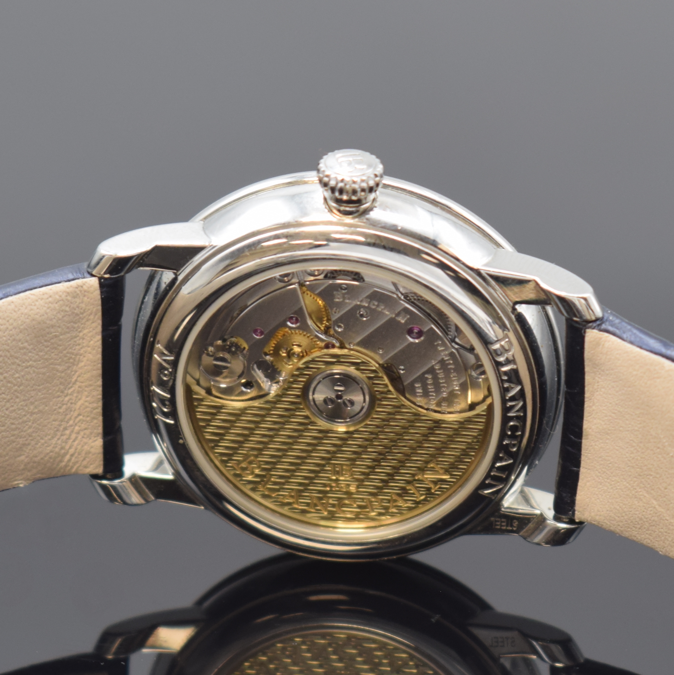 Detail d: BLANCPAIN Damenarmbanduhr Serie Villeret Referenz 6127, Automatik, Schweiz um 2018, beids. vergl. Edelstahlgeh. inkl. orig. Lederband m. orig. dopp. ...