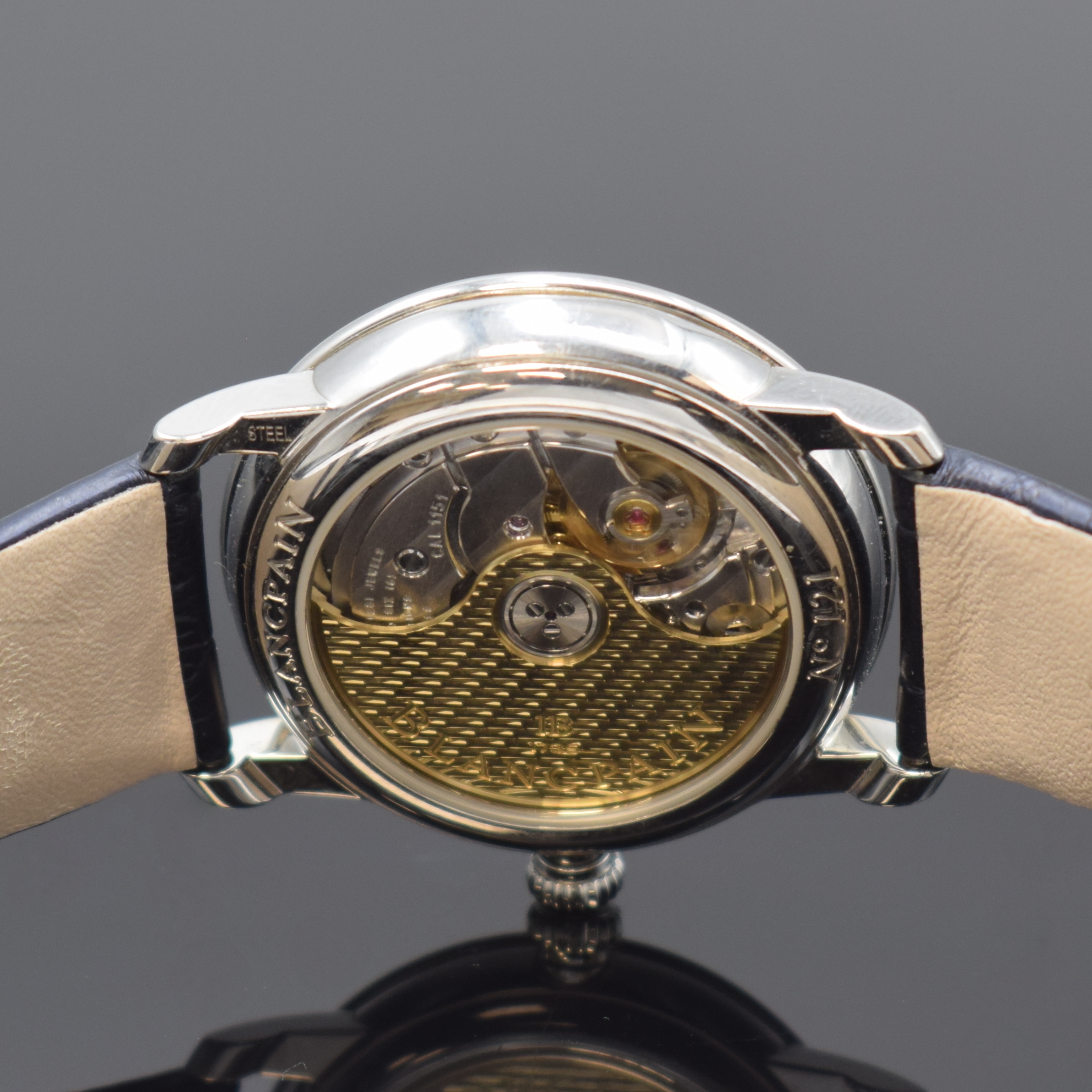 Detail e: BLANCPAIN Damenarmbanduhr Serie Villeret Referenz 6127, Automatik, Schweiz um 2018, beids. vergl. Edelstahlgeh. inkl. orig. Lederband m. orig. dopp. ...