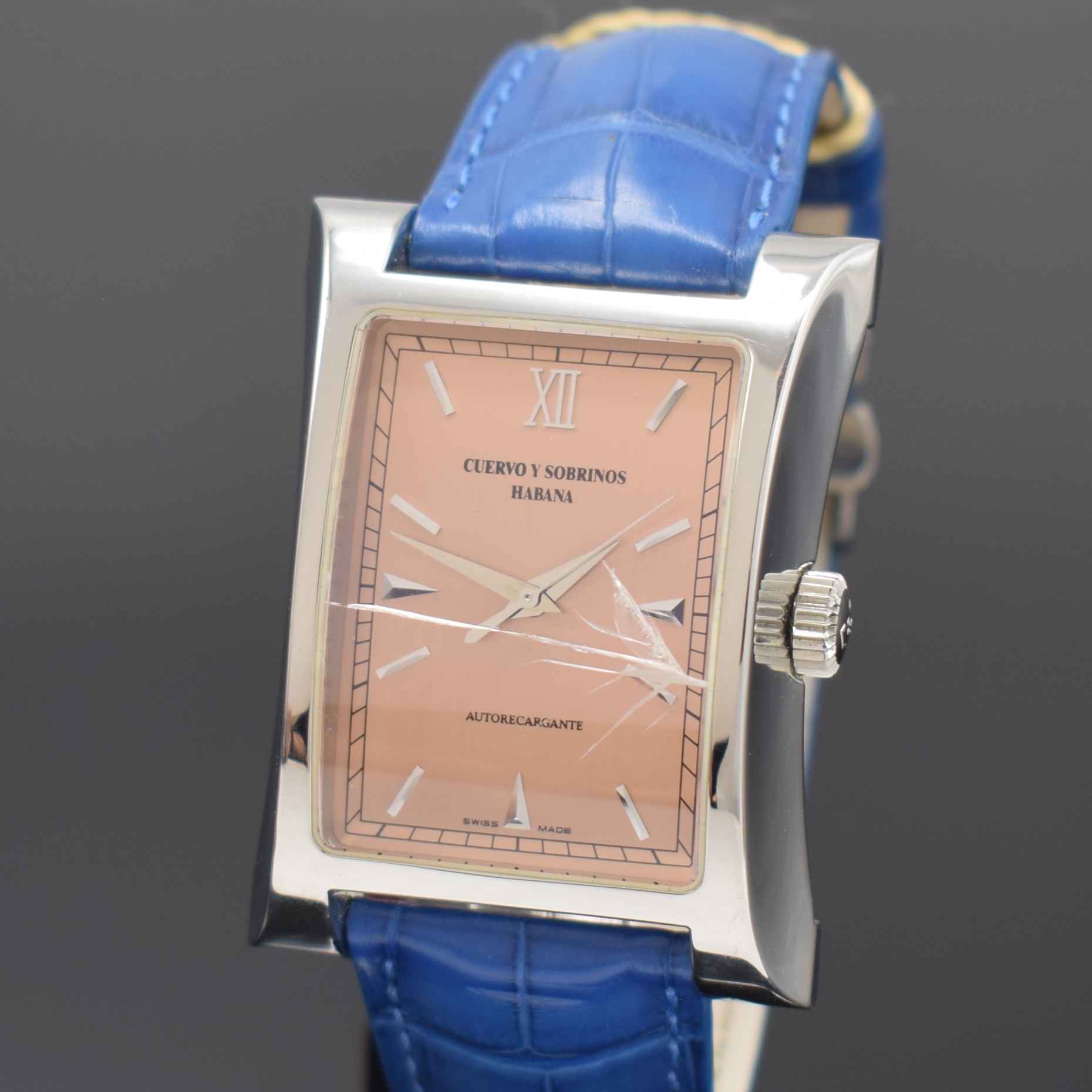 Detail a: CUERVO Y SOBRINOS Herrenarmbanduhr Esplendidos Referenz A2412/1, Automatik, Schweiz um 2018, geschwungenes Stahlgeh. inkl. orig. Lederband m. orig. ...