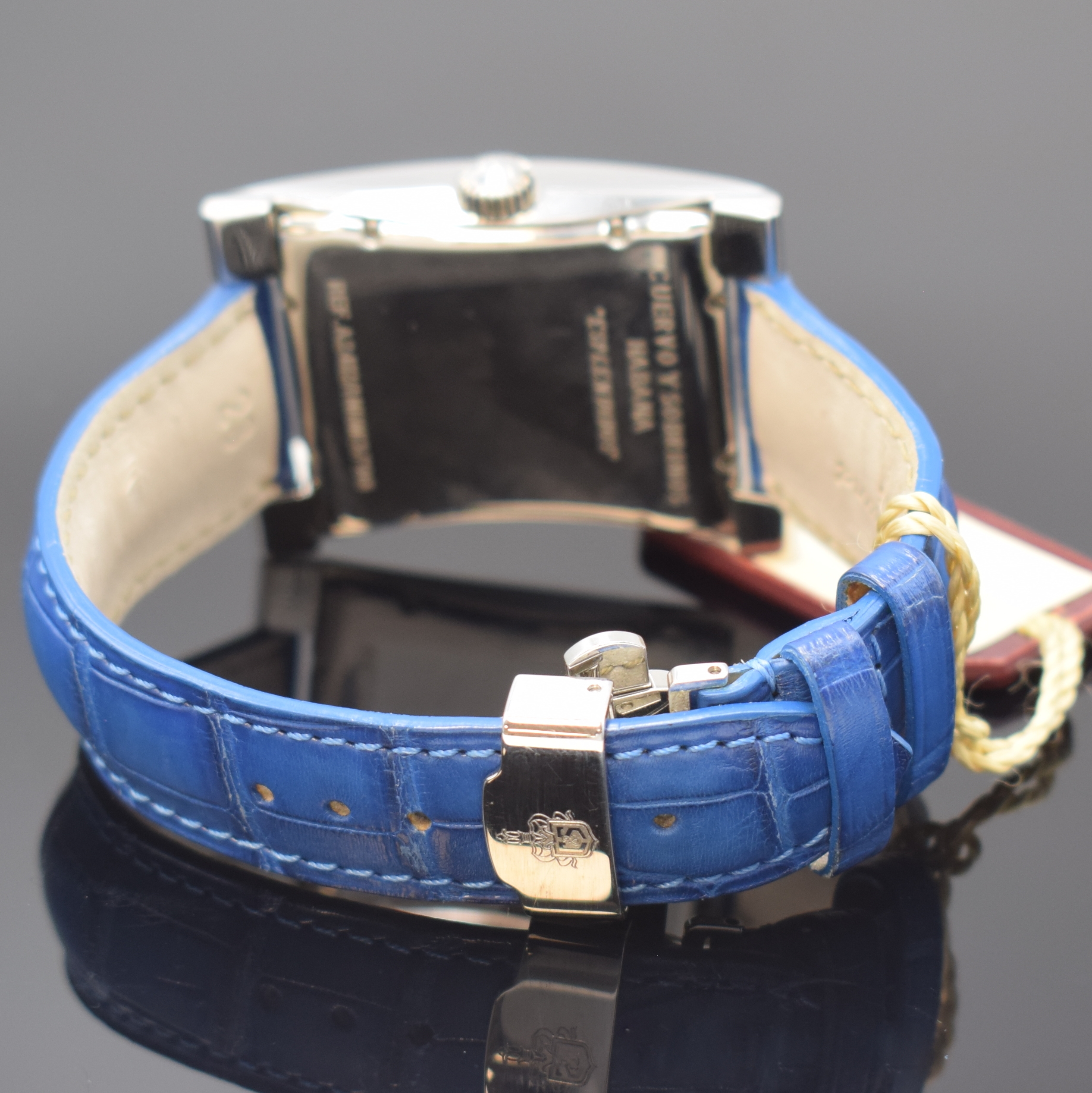 Detail b: CUERVO Y SOBRINOS Herrenarmbanduhr Esplendidos Referenz A2412/1, Automatik, Schweiz um 2018, geschwungenes Stahlgeh. inkl. orig. Lederband m. orig. ...