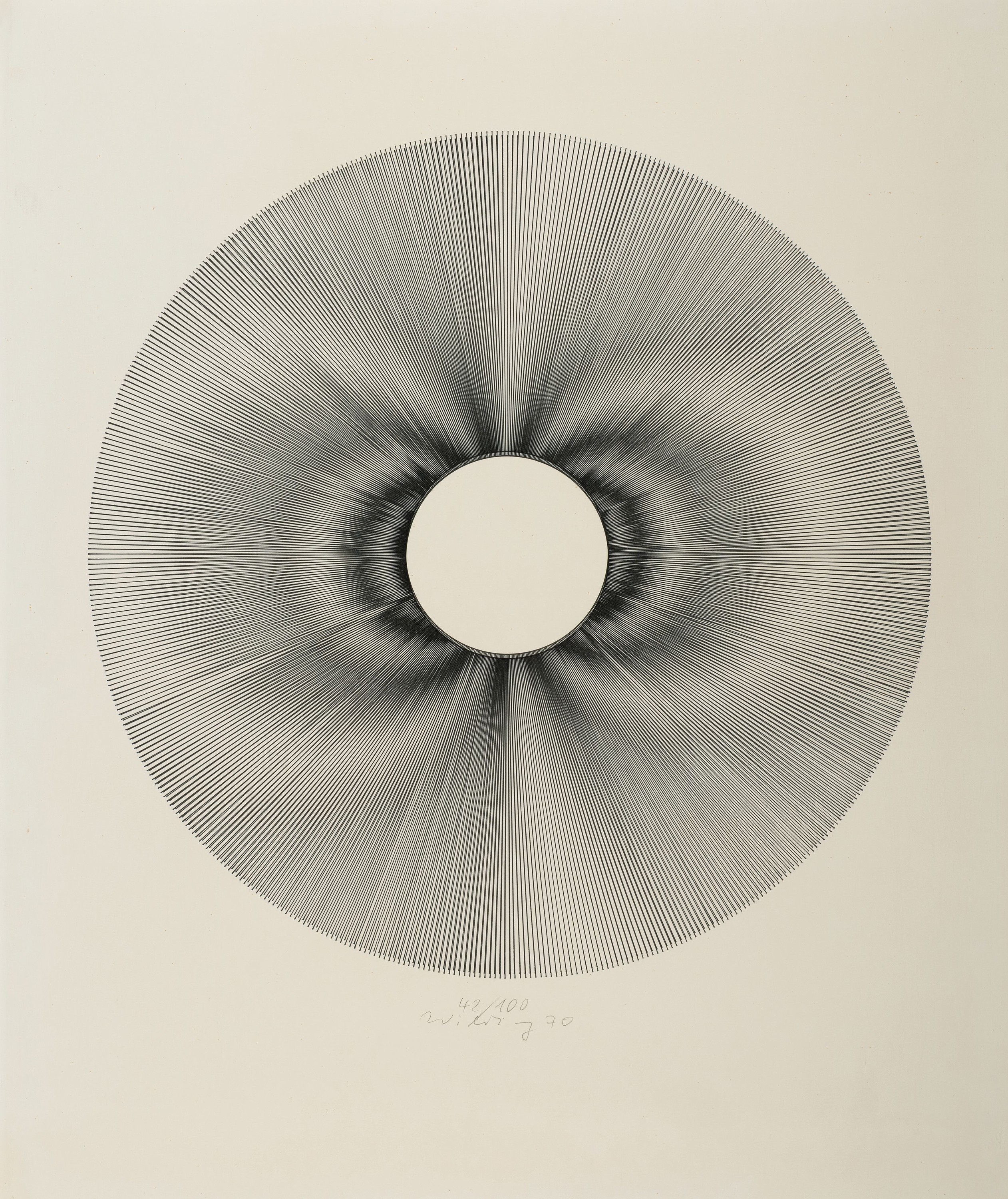 Ludwig Wilding, 1927 Grünstadt/Pfalz-2010, Lithographie von 1970, handsigniert und dat., D. der Abb. ca. 40cm, u.Gl. R. ca. 60x50cm, Wilding war ein ...