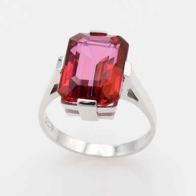 Image Ring mit Topas, WG 585/000, achteckiger, pinkf. Topas (beh.) ca. 9.05 ct, RW ca. 58 ...