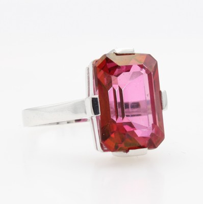 26846538a - Ring mit Topas, WG 585/000, achteckiger, pinkf. Topas (beh.) ca. 9.05 ct, RW ca. 58, ...