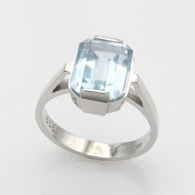 Image Ring mit Aquamarin, WG 585/000, achteckiger Aquam. ca. 3.33 ct, RW ca. 53 ...