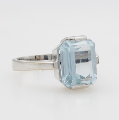 26846910a - Ring mit Aquamarin, WG 585/000, achteckiger Aquam. ca. 3.33 ct, RW ca. 53, ...