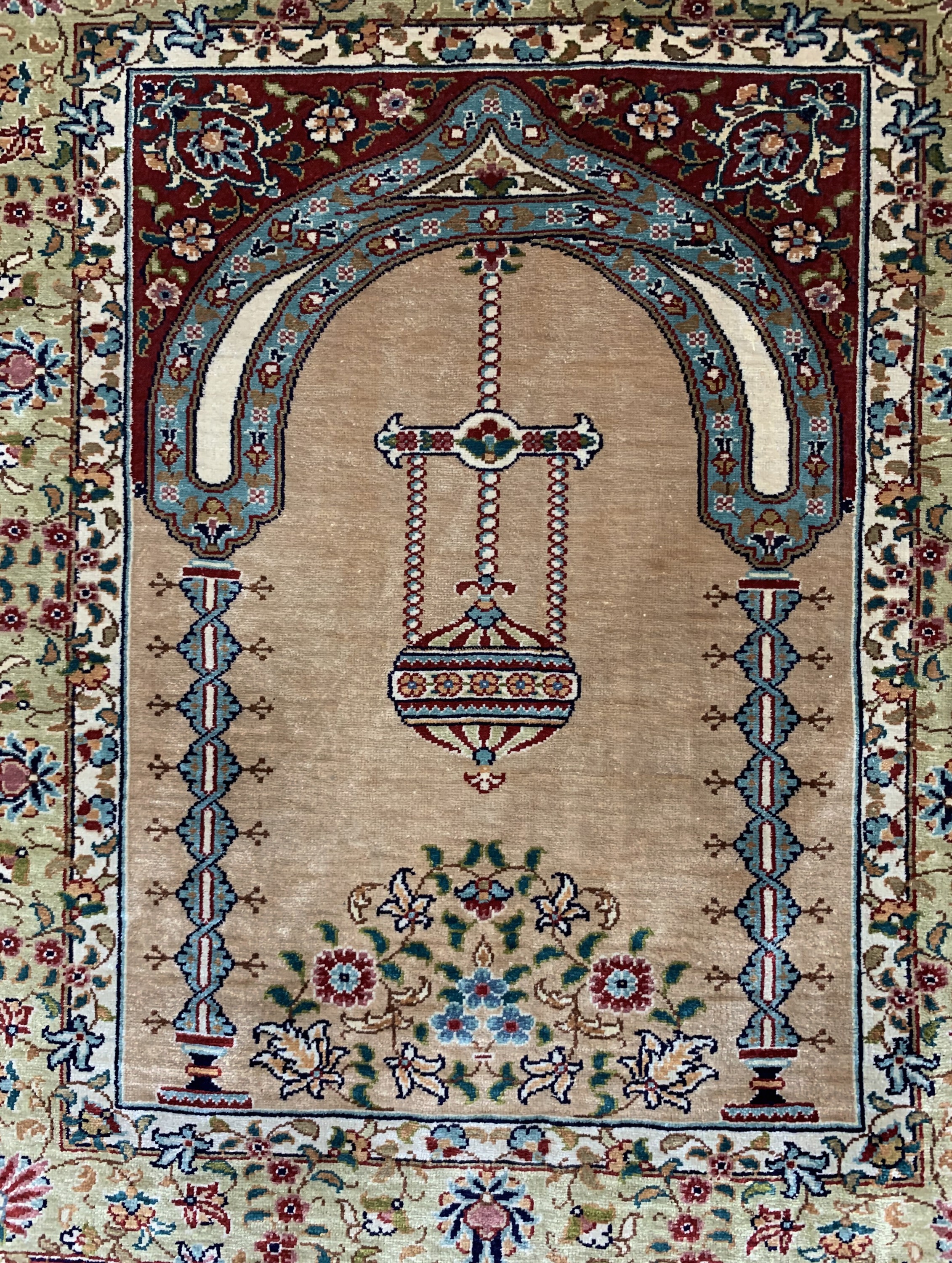 Detail a: Hereke Seide fein Türkei, signiert (? zipek),Ende 20.Jhd, reine Naturseide, ca. 57 x 45 cm,ca. 1,0 Mio. Kn/qm, EHZ: 1