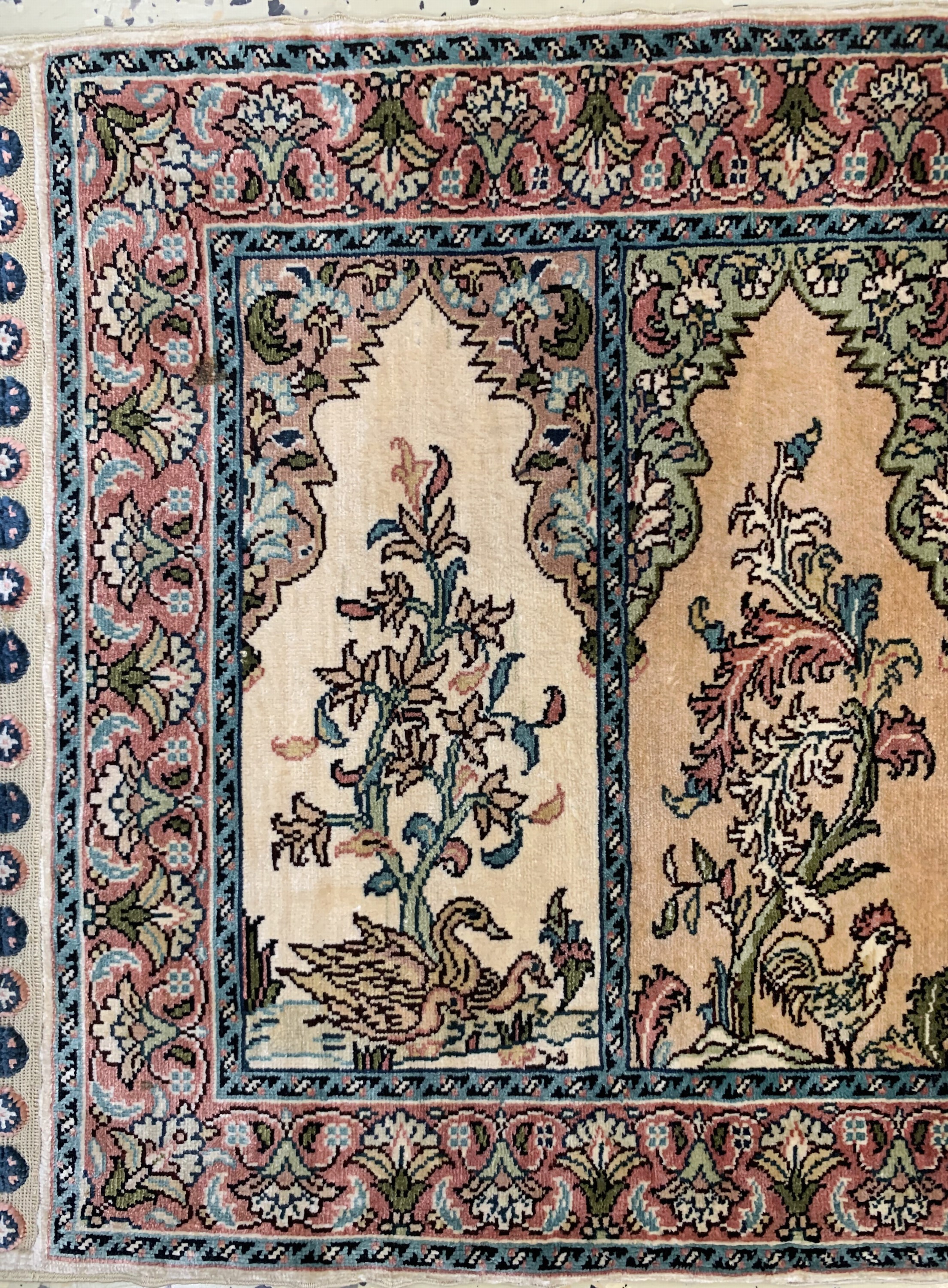 Detail b: Hereke Seide fein Türkei, signiert(Tschinar), Ende 20.Jhd, reine Naturseide, ca. 45 x 33 cm, ca. 1,0 Mio. Kn/qm, EHZ: 1