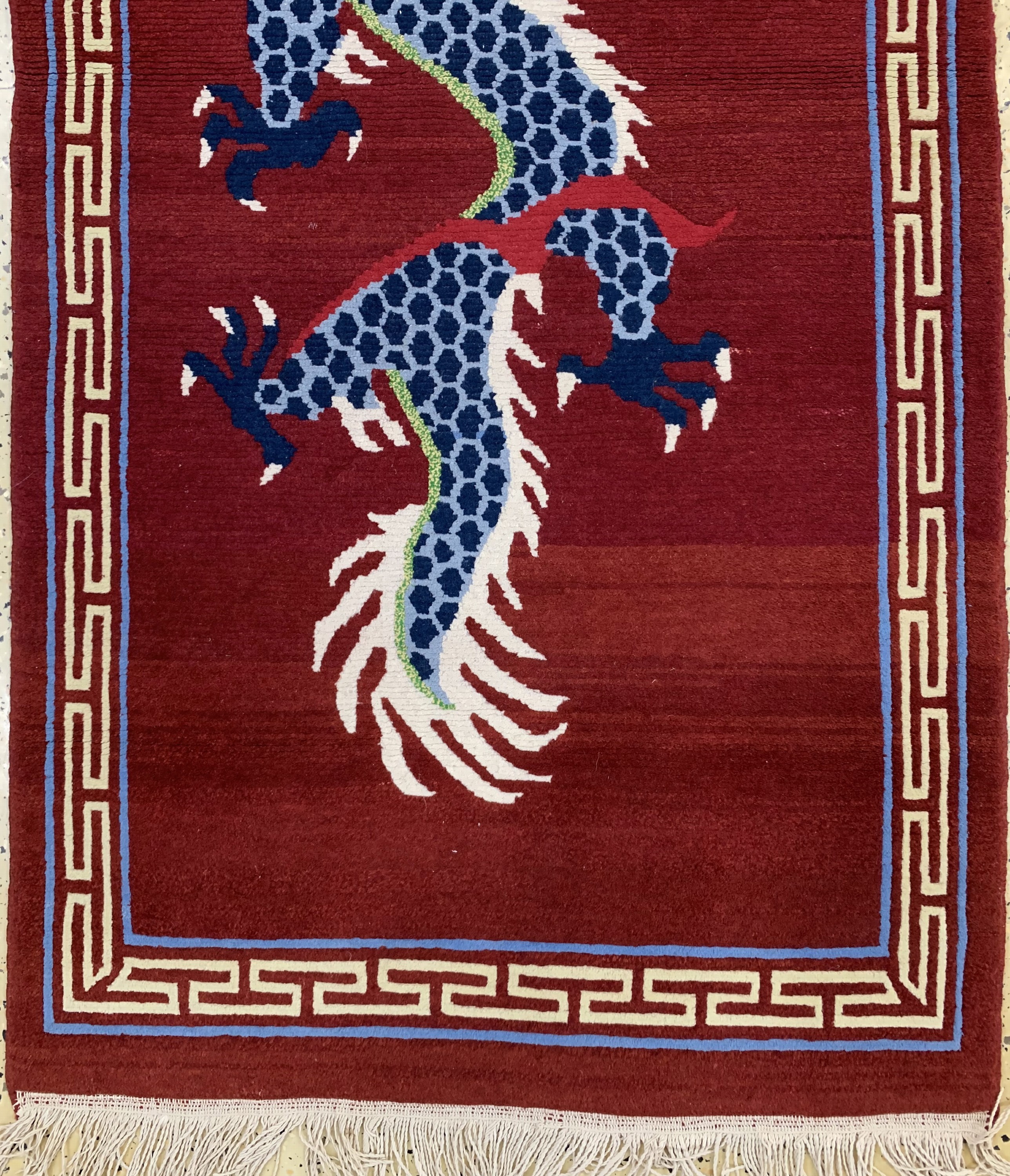 Detail a: "Drachenteppich", Nepal, Mitte 20.Jhd, Wolle auf Baumwolle, ca. 190 x 90 cm, EHZ: 2