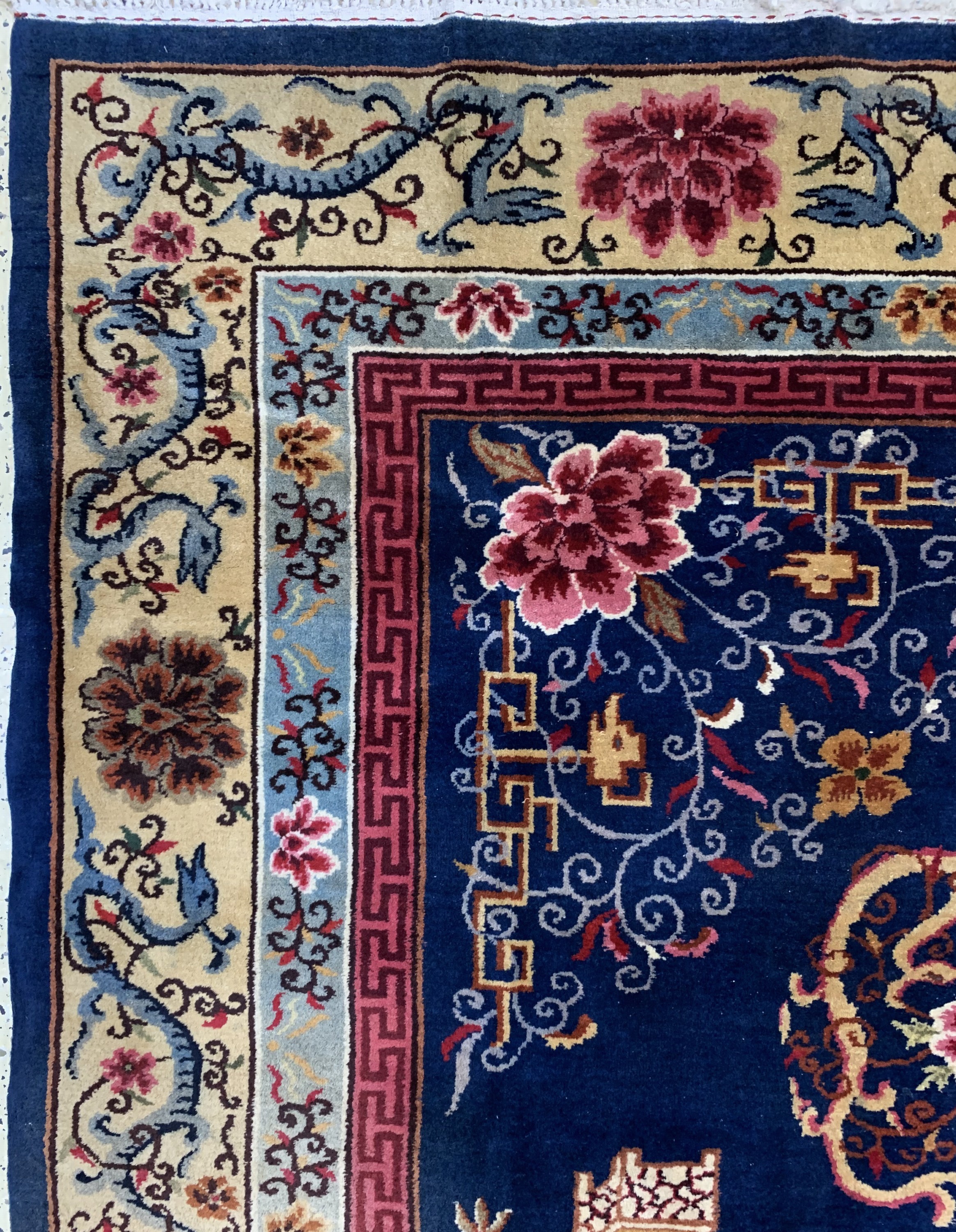 Detail d: Aubusson Teppich, China, Mitte 20.Jhd, Wolle auf Baumwolle, ca. 400 x 300 cm, EHZ: 2