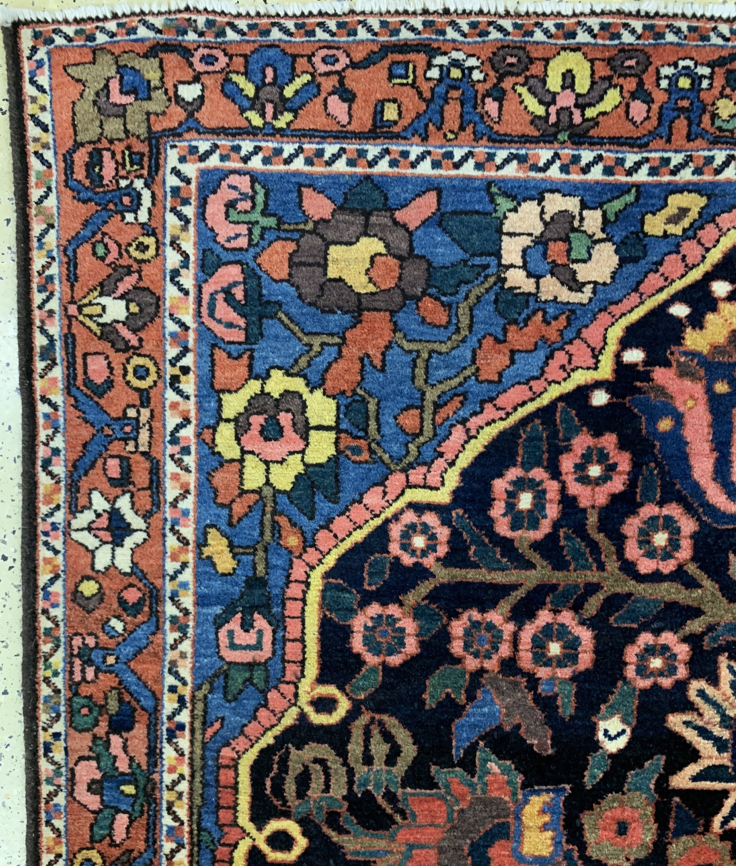 Detail d: Bachtiar fein, Persien, Mitte 20.Jhd, Wolleauf Baumwolle, ca. 252 x 150 cm, EHZ: 1-2, (fachkundig gereinigt)